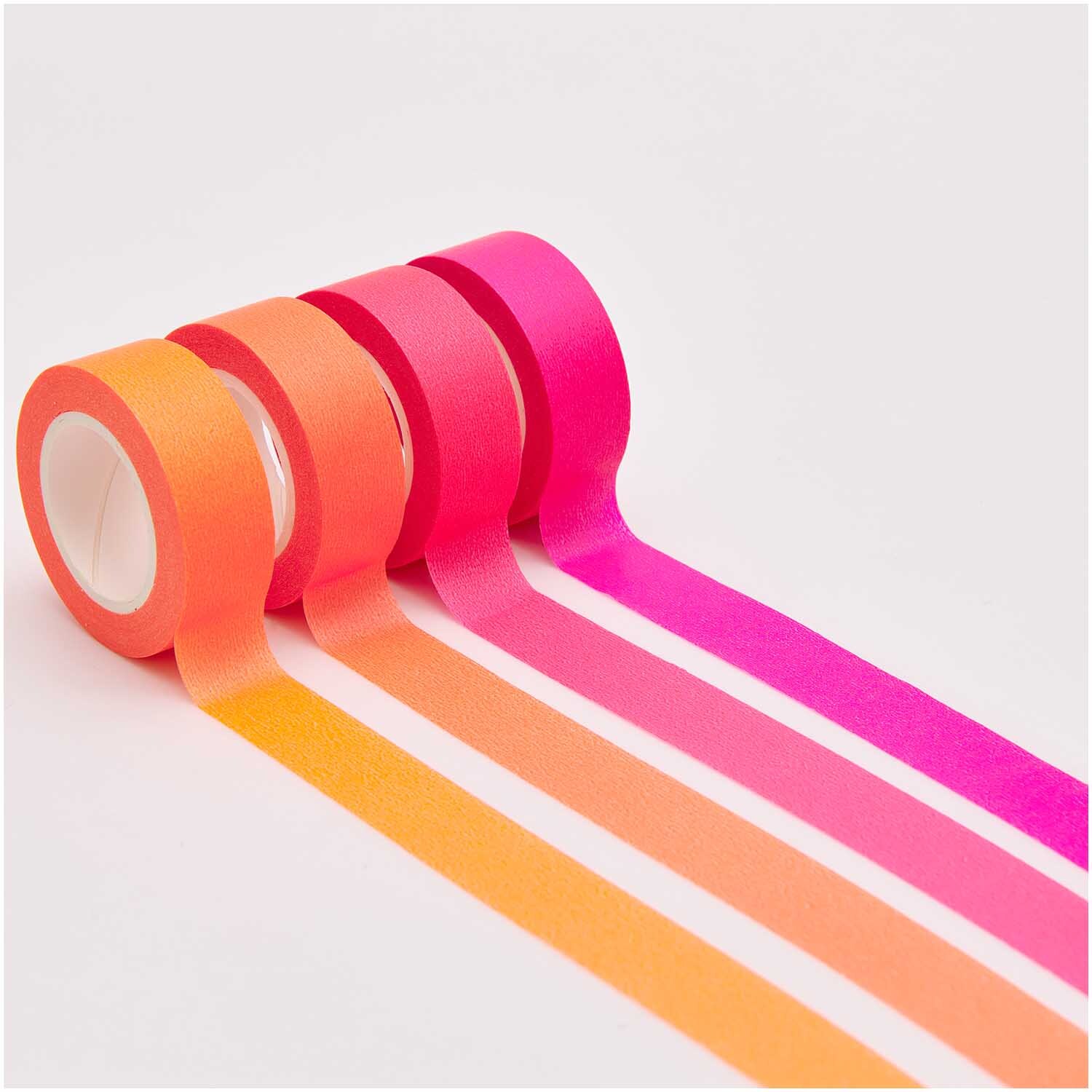 Paper Poetry Tape Set Neon Rottöne 15mm 10m, 4-teilig, von Rico Design. Vier bunte Klebebänder in leuchtenden Neonfarben.