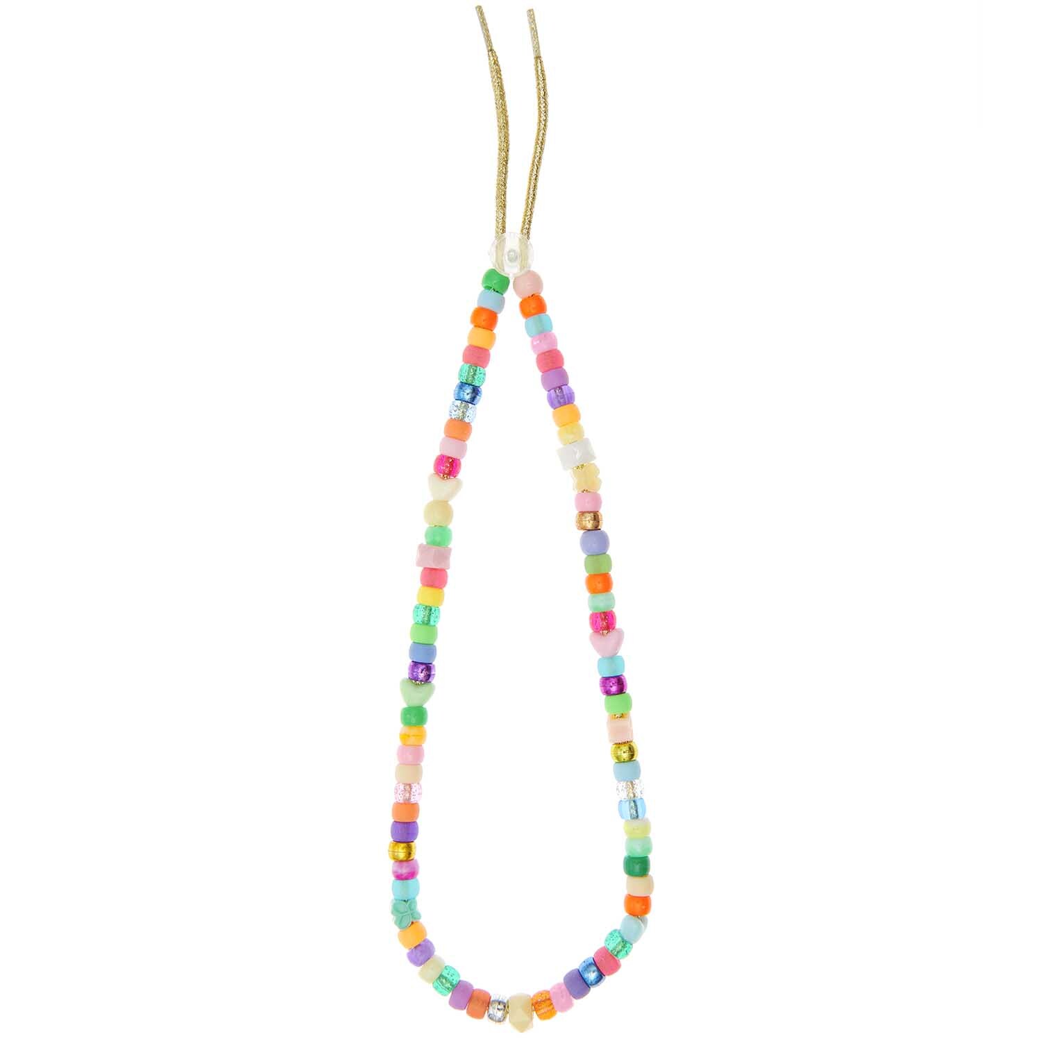 itoshii - Ponii Beads Perlen 9x7mm 20 Stück, bunte Halskette mit goldener Schnur von Rico Design. Ideal für kreative Schmuckprojekte.