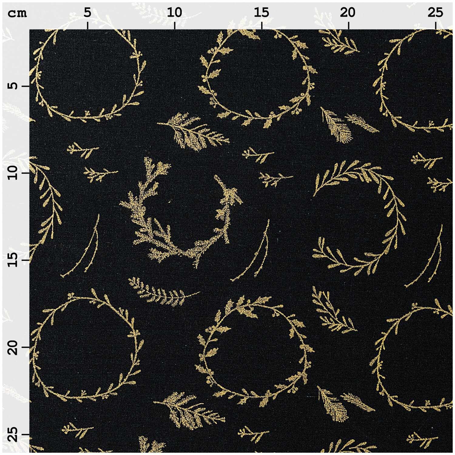 Druckstoff Nostalgic Christmas Kränze schwarz-gold 140cm von Rico Design