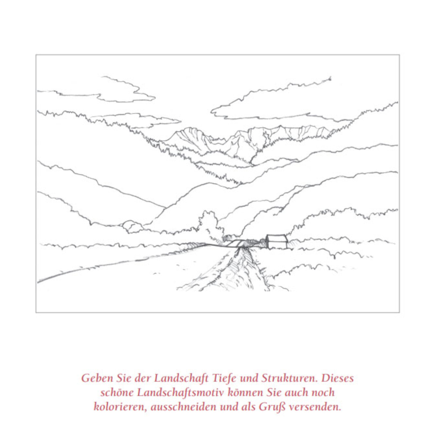 Die Kunst des Zeichnens - Der Quick-Start-Block: Landschaftsskizze mit Bergen und Wolken.