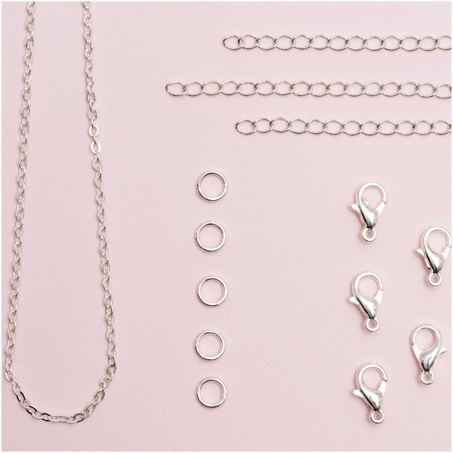 Karabiner-Verschlüsse und Ketten silber 14-teilig von Rico Design
