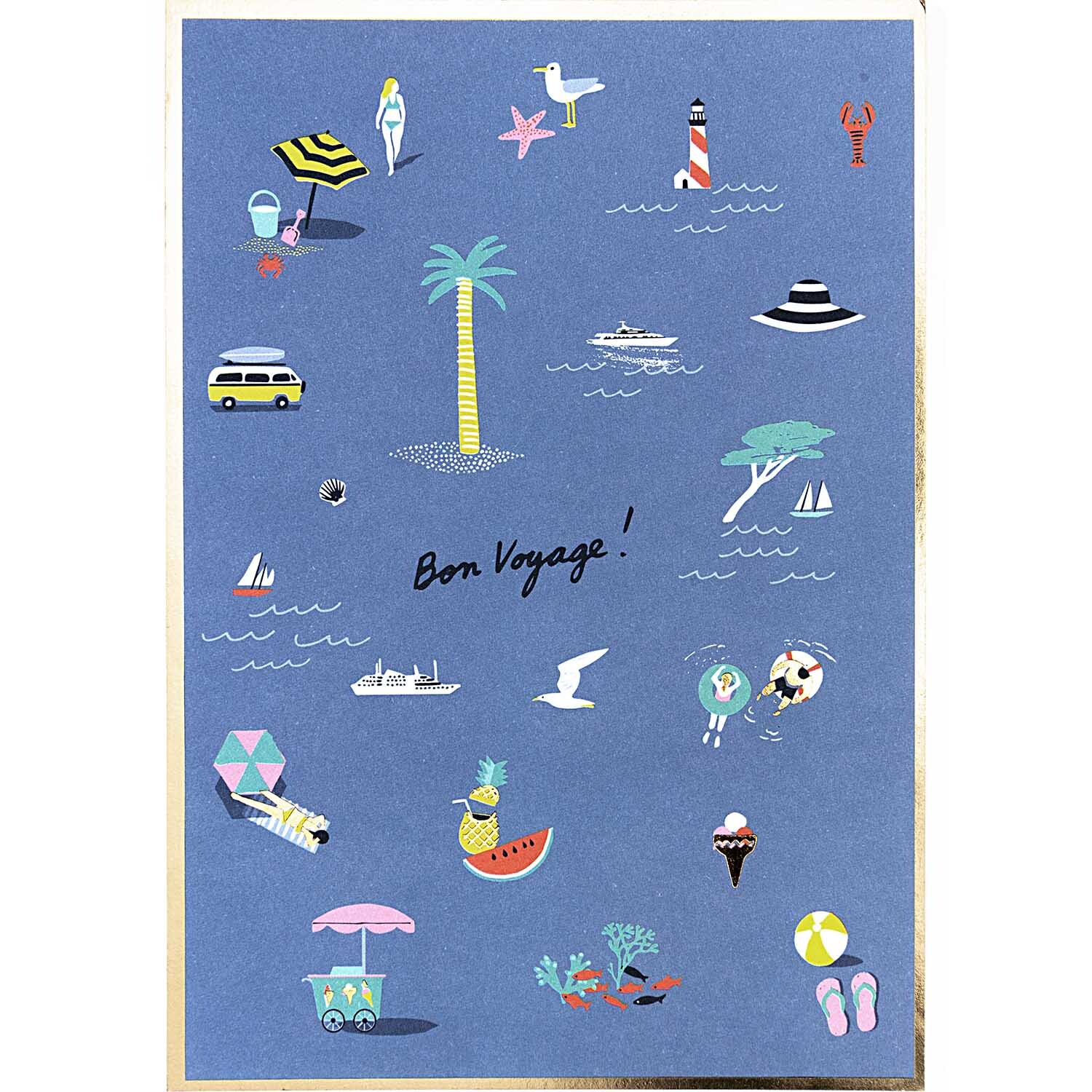 Paper Poetry Postkartenblock Maritim mit maritimen Motiven wie Palmen, Strand und Meer auf blauem Hintergrund. Ideal für kreative Grüße.