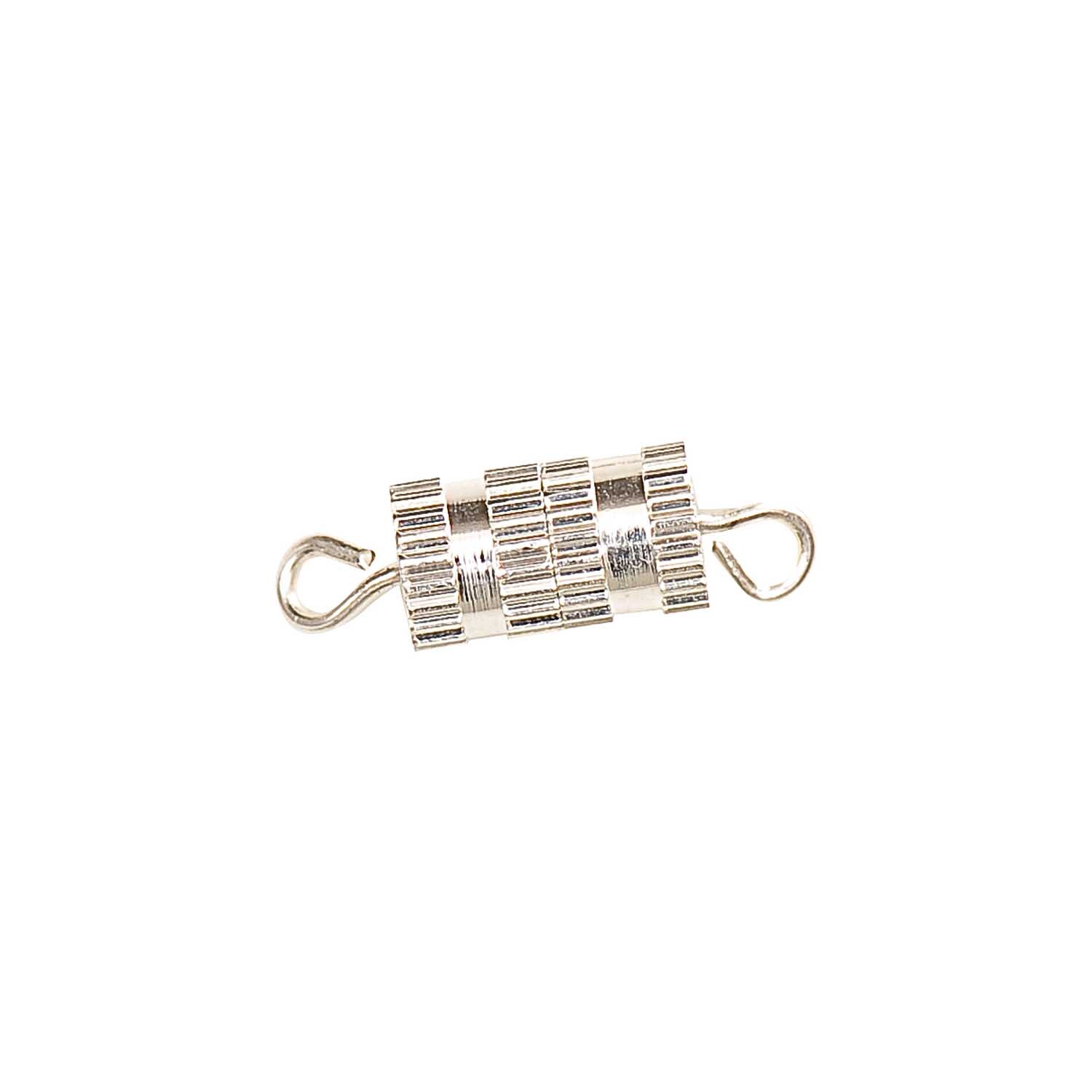 Drehverschluß silber 5x17mm von Rico Design, zeigt einen silbernen Verschluss mit Hakenenden.