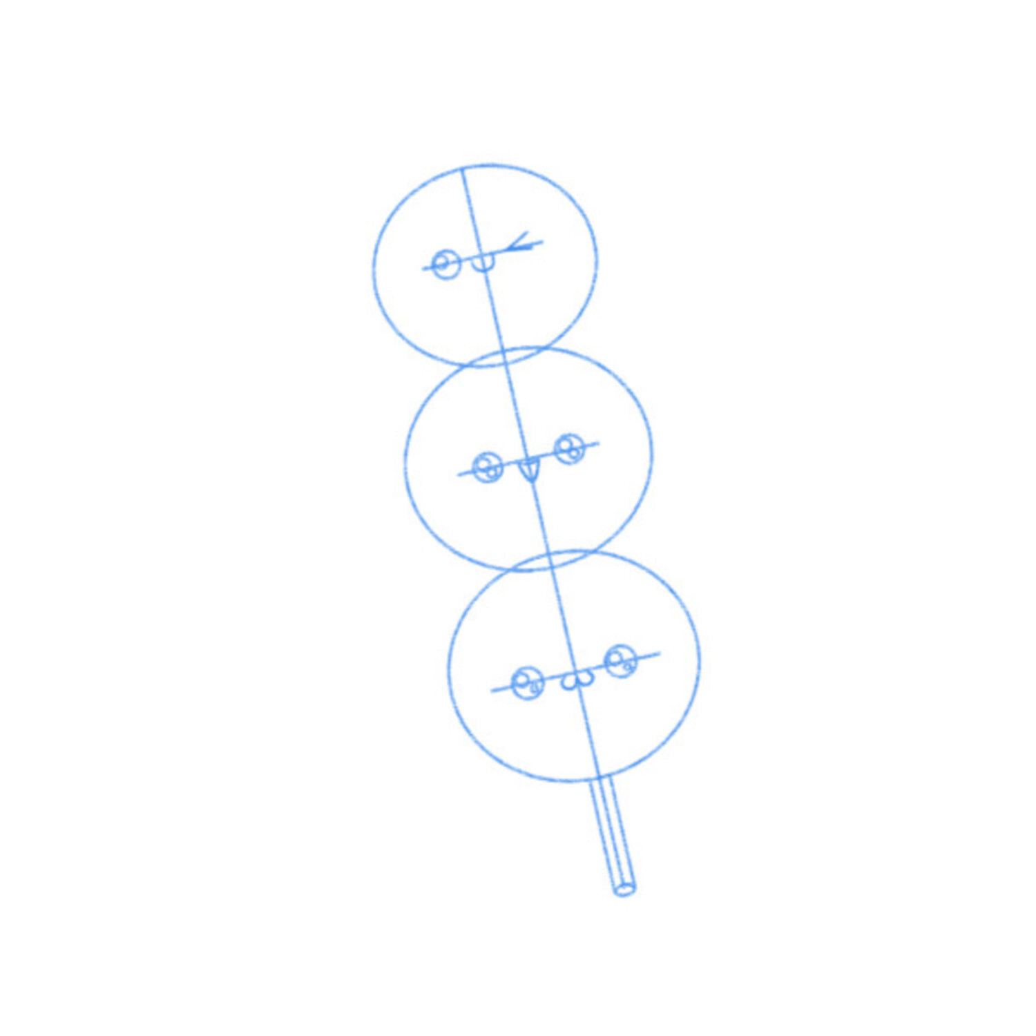 Die Kunst des Zeichnens - 10 Steps - Kawaii: Skizze von drei blauen Kreisen mit Gesichtern.