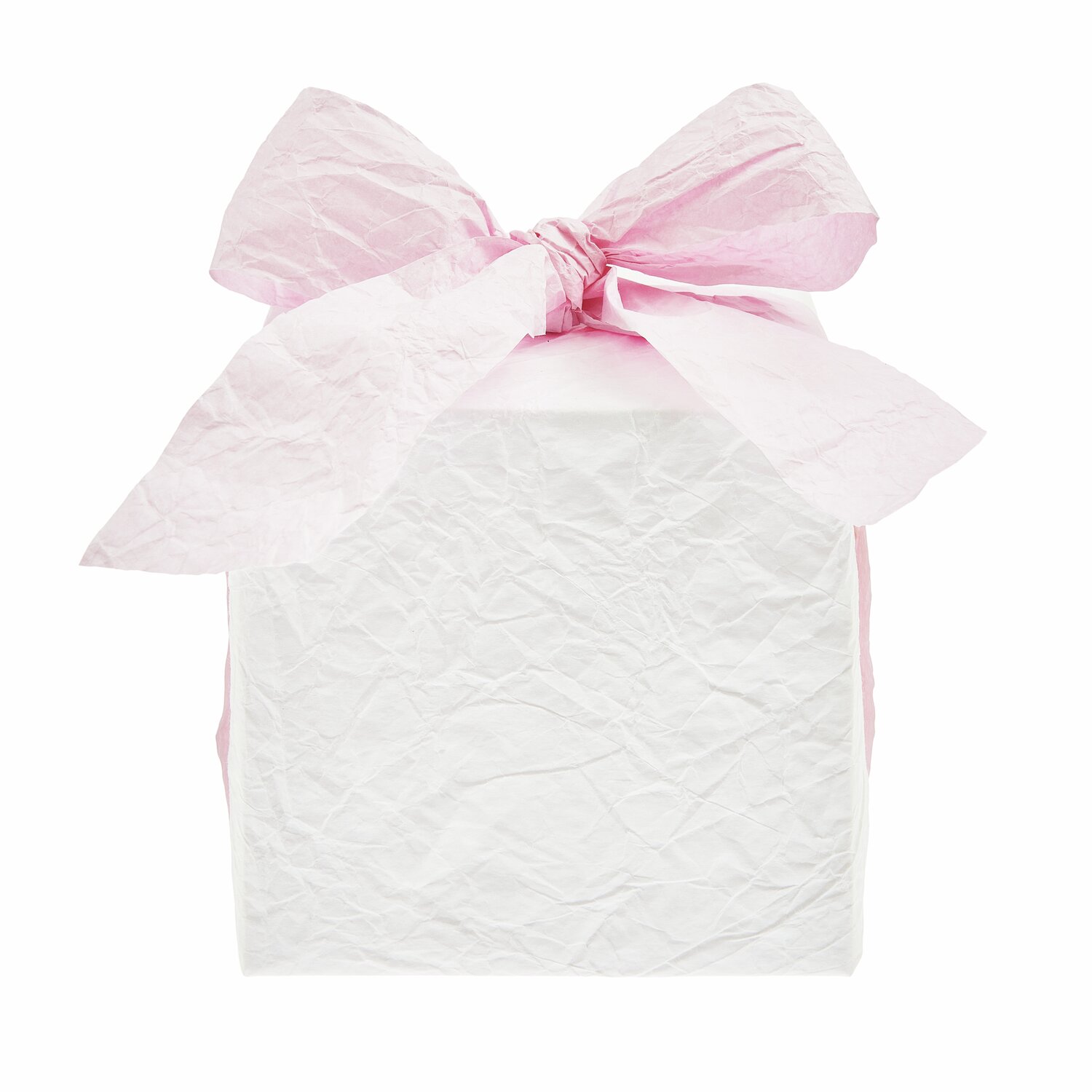 Knitter Geschenkpapier, 0,68x2m, in Weiß mit rosa Schleife, ideal für stilvolle Geschenke.