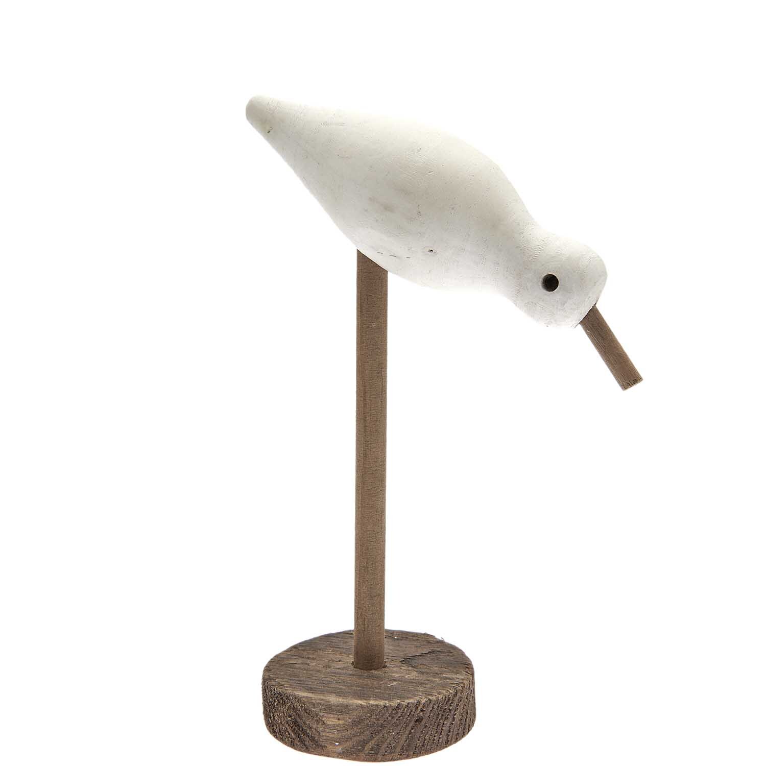 Aufsteller Möwe aus Holz von Rico Design, zeigt eine weiße Möwe auf einem Holzsockel, ideal für Dekorationen.
