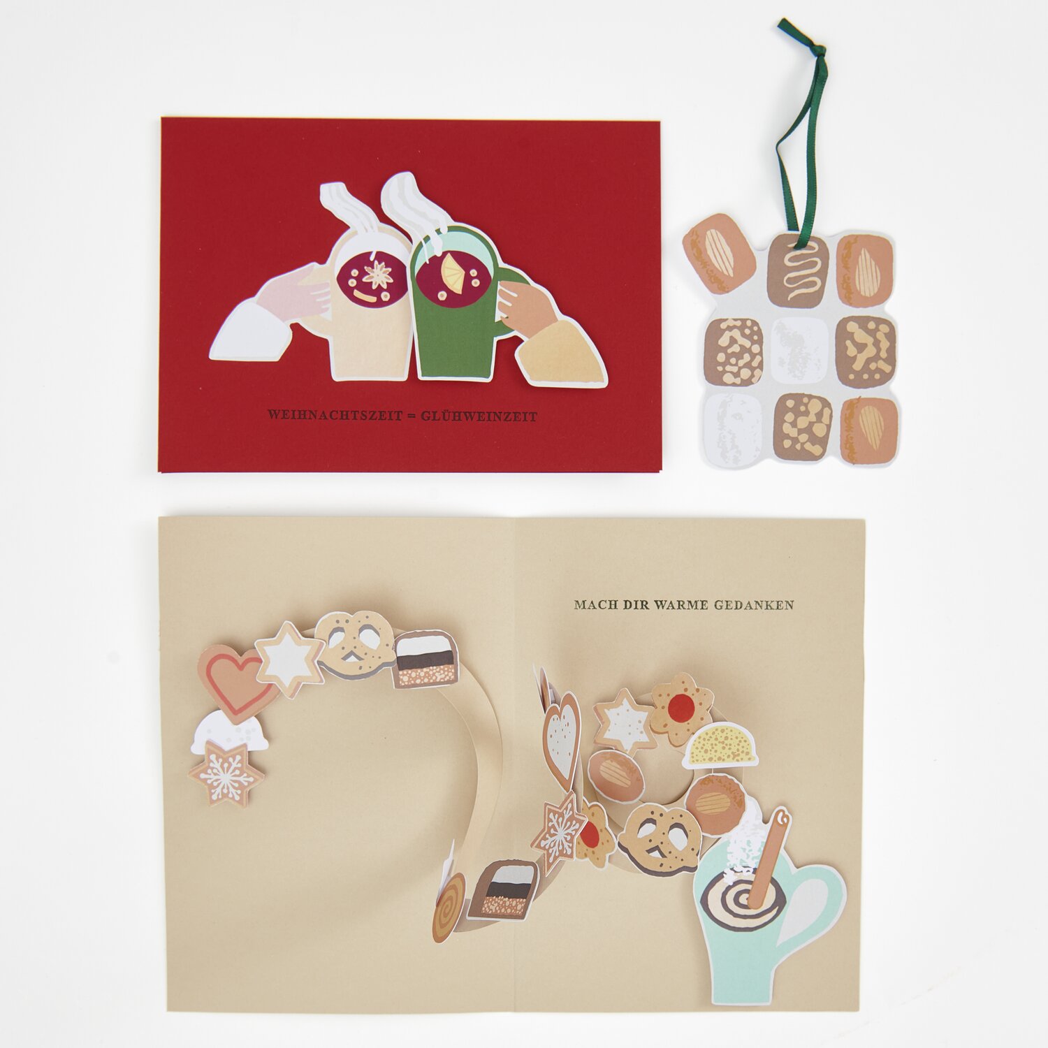 Paper Poetry Motivpapierblock Weihnachtsmarkt mit bunten Weihnachtskarten und Dekorationen.