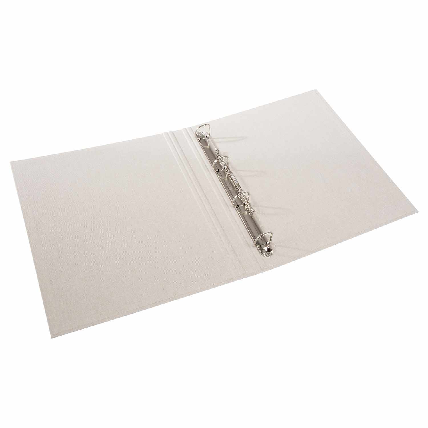 Fotoringbuch A4 in Beige von goldbuch, geöffnet mit Metallringen, ideal für Fotos und Dokumente.