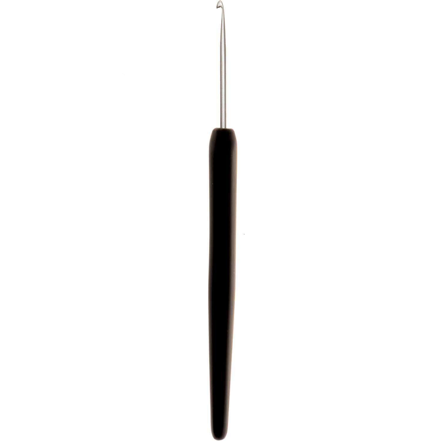 KnitPro Häkelnadel Aluminium mit schwarzem Griff, ideal für präzises Häkeln und Handarbeiten.