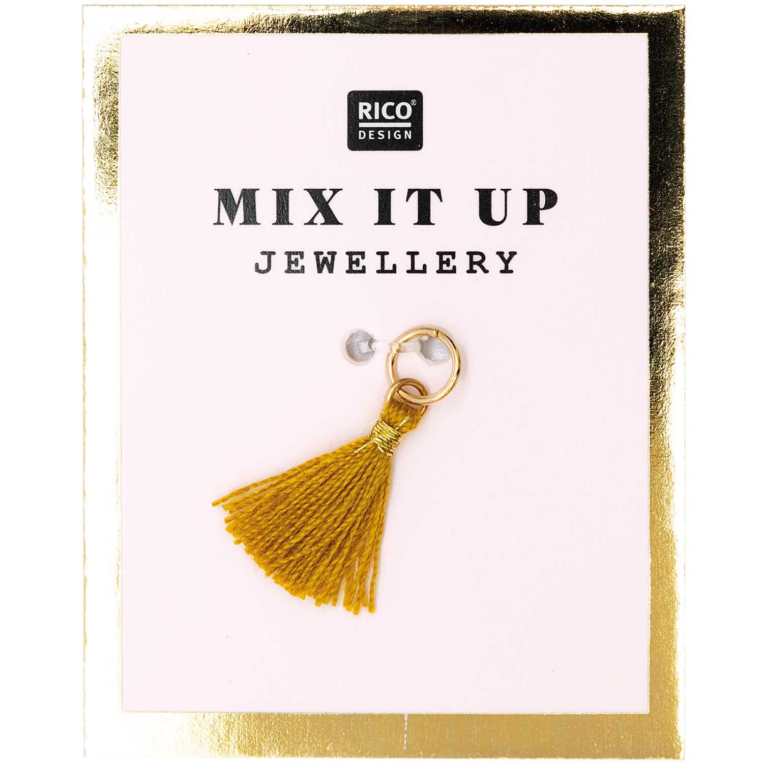 Mix it Up - Jewellery Mini-Quaste 11mm Farbe Gold-Senf von Rico Design