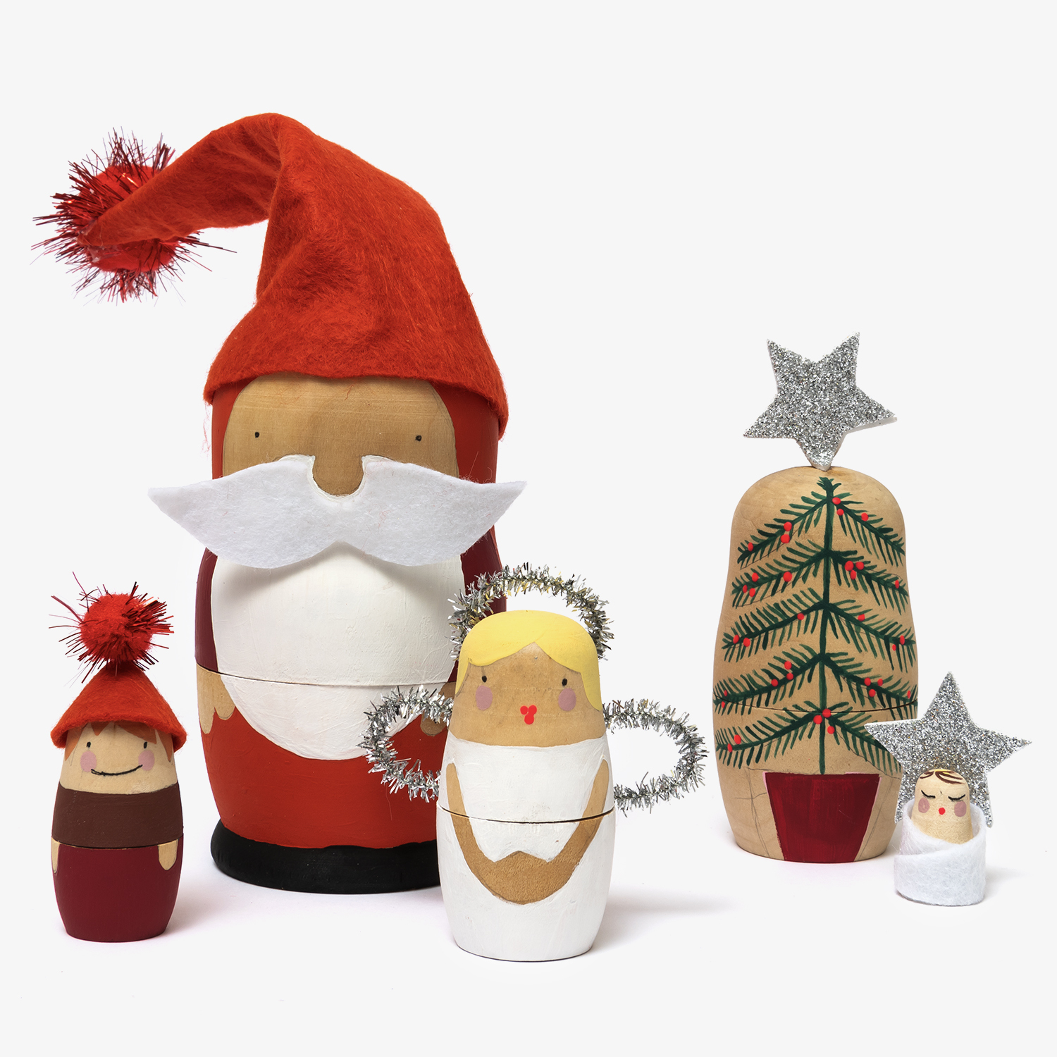 Bastelanleitung weihnachtliche Matroschka-Puppen von idee. Creativmarkt 