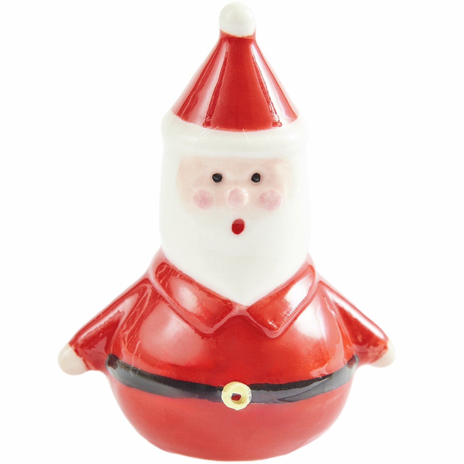 Porzellan Santa Rot, 5,3x4x3cm, Weihnachtsfigur in Rot und Weiß, ideal für festliche Dekorationen.