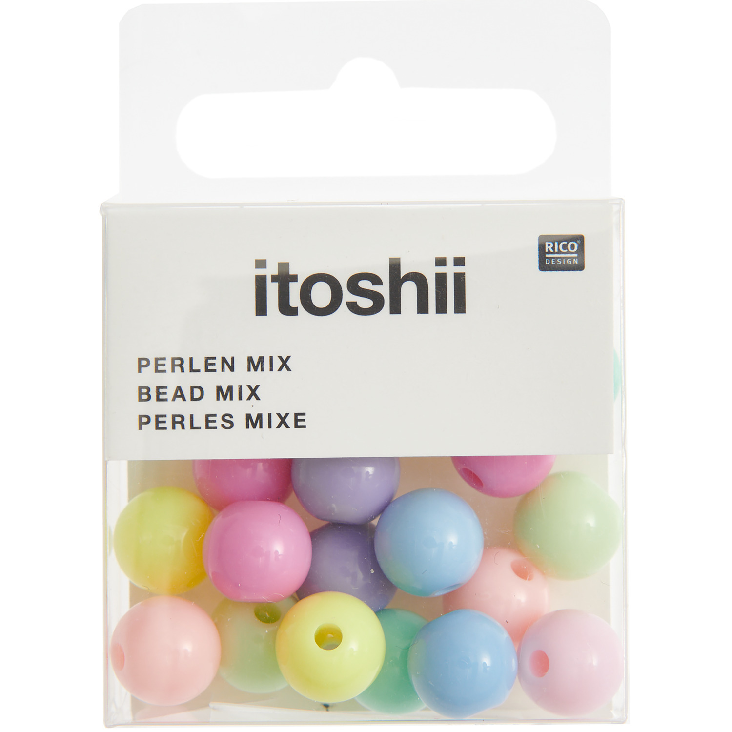 itoshii Kunststoffperlen rainbow pastell Mix 10mm 24 Stück von Rico Design