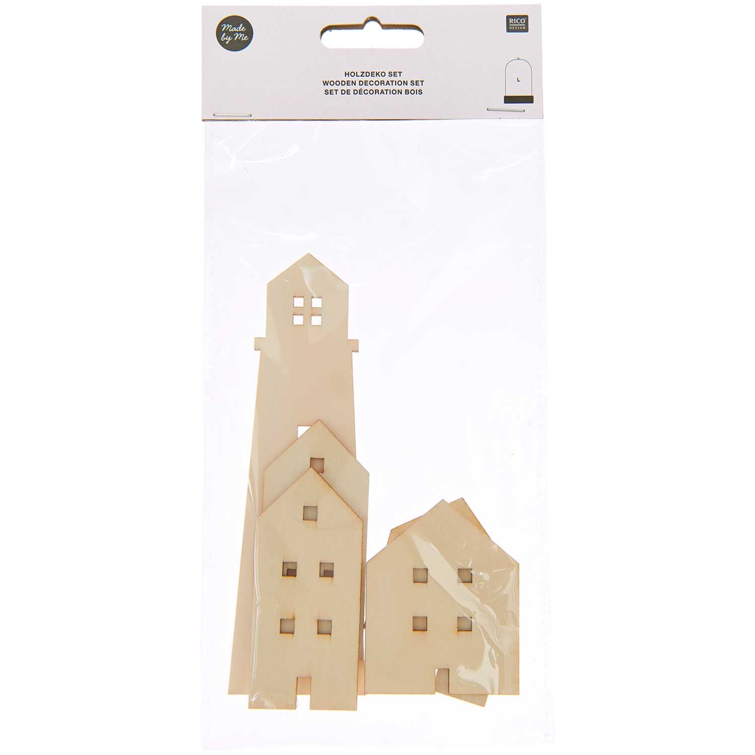 Holzdeko Set Fischerdorf für L-Dekohaube 6-teilig von Rico Design