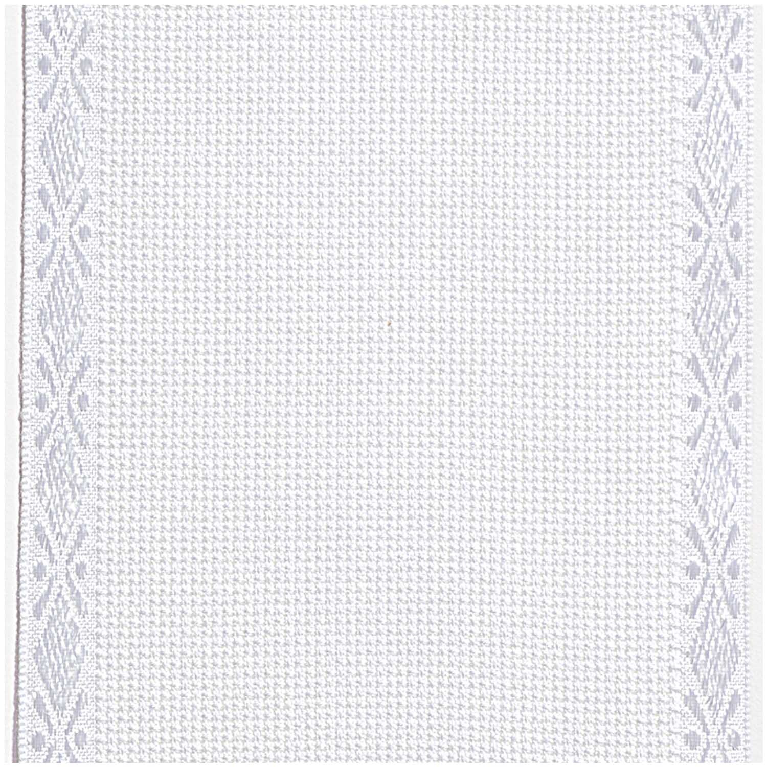 Aidaband mit Rand, 6 Stiche/cm, 12cm breit, von Rico Design. Weißes Gewebe mit dekorativem Muster.