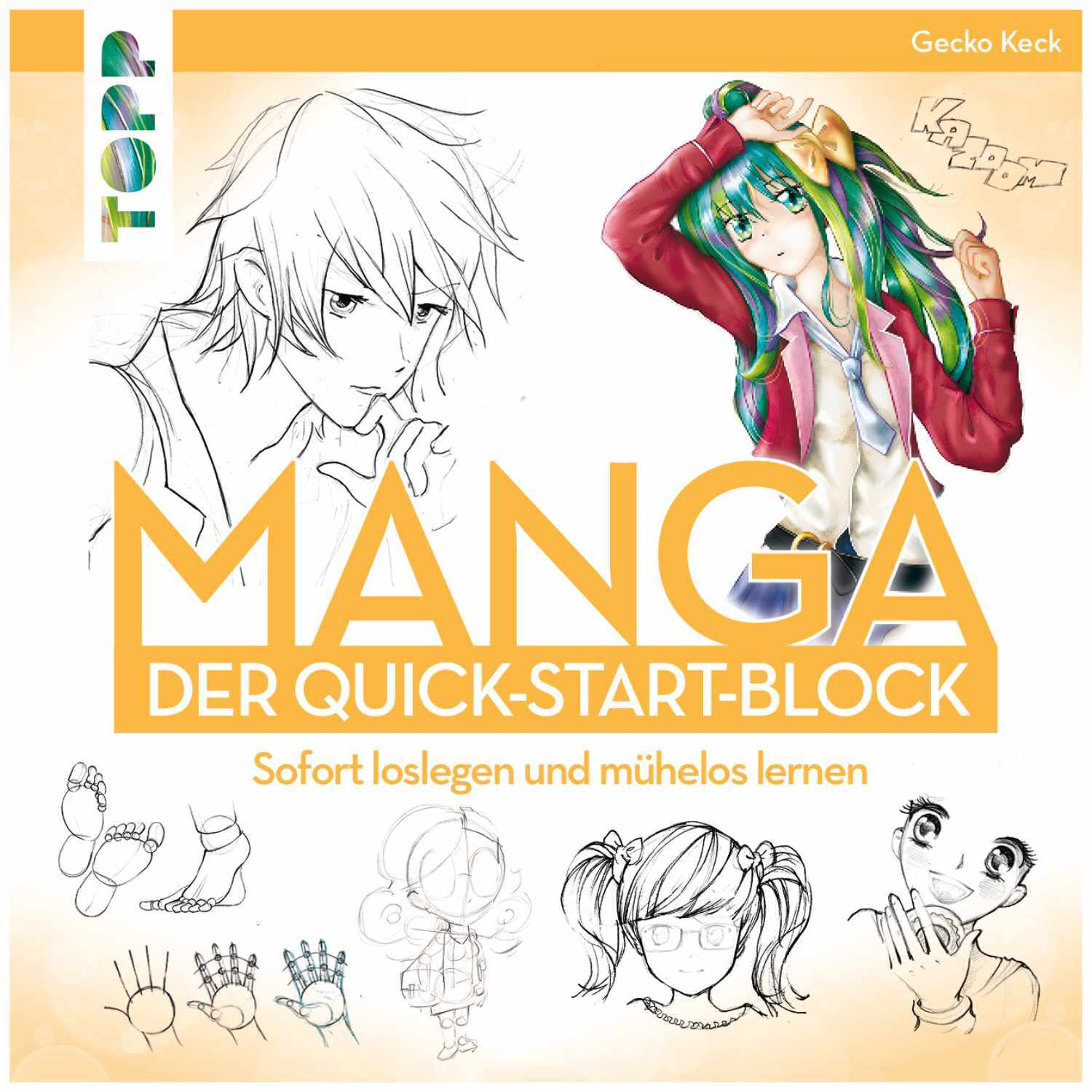 Manga - Der Quick-Start-Block: Buntes Cover mit Manga-Zeichnungen und dem Logo der Marke TOPP.