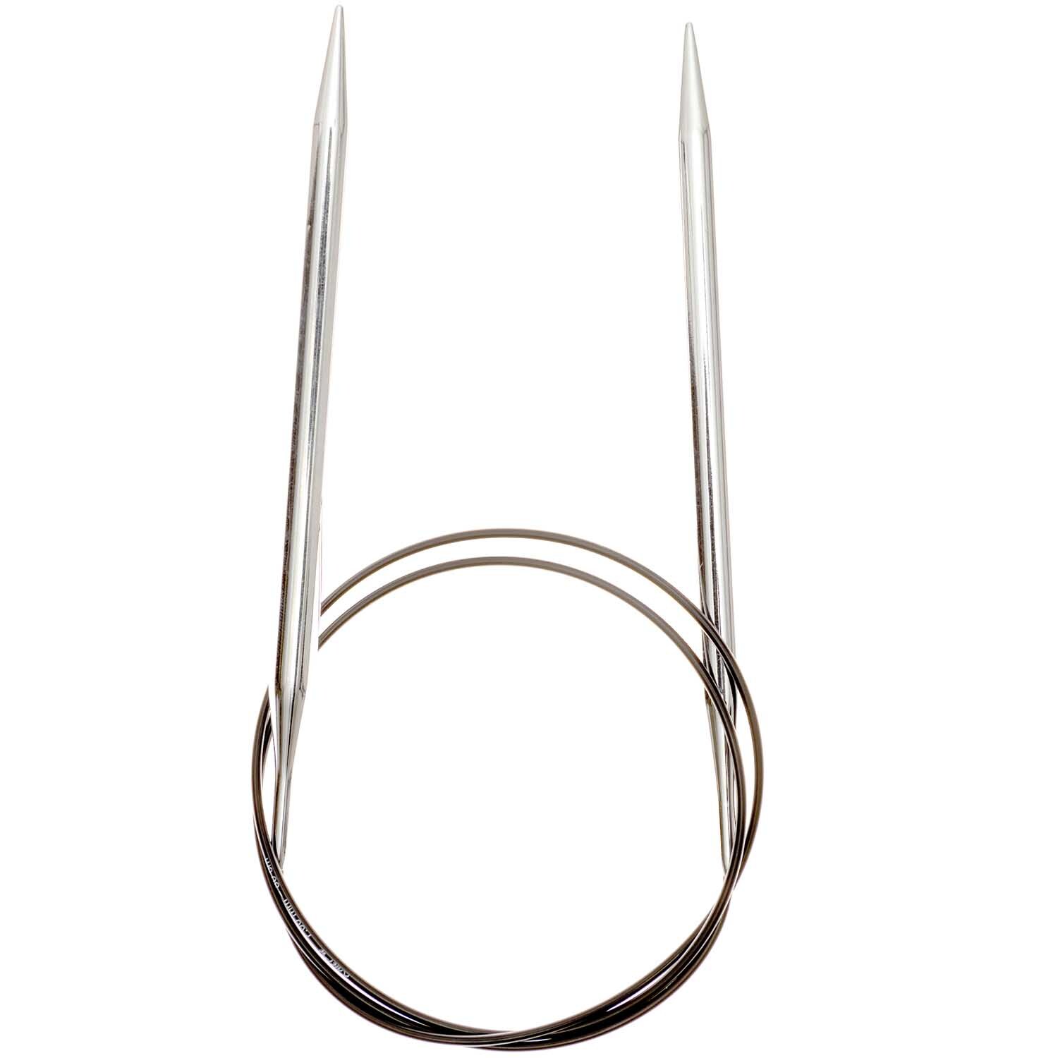 KnitPro Rundstricknadel 80cm Messing, silberne Nadeln mit flexiblem Kabel, ideal zum Stricken.