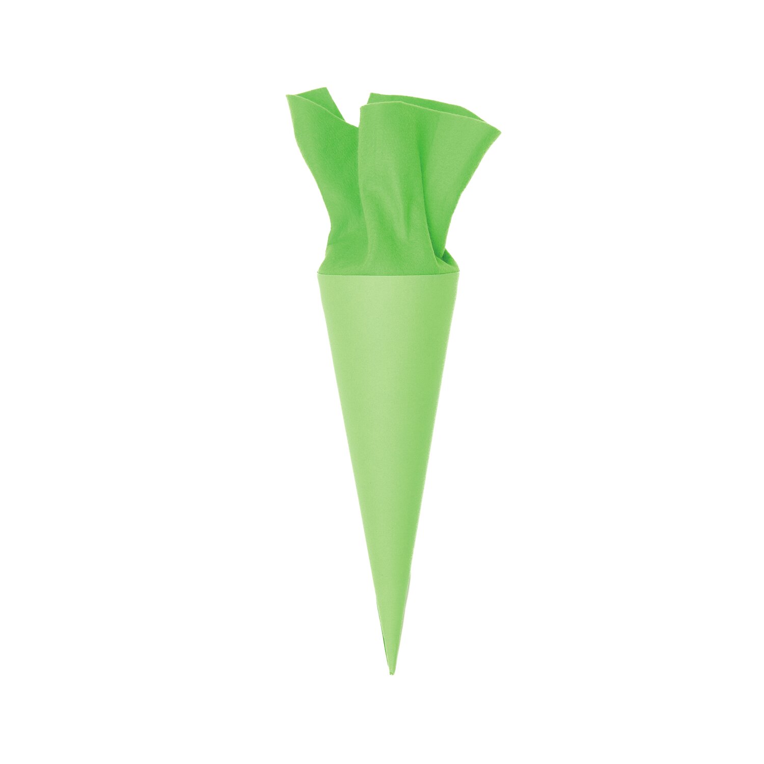 Schultüte Rohling mit Filzverschluss in 35cm Größe, ideal für den Schulanfang, in lebhaftem Grün von Rico Design.