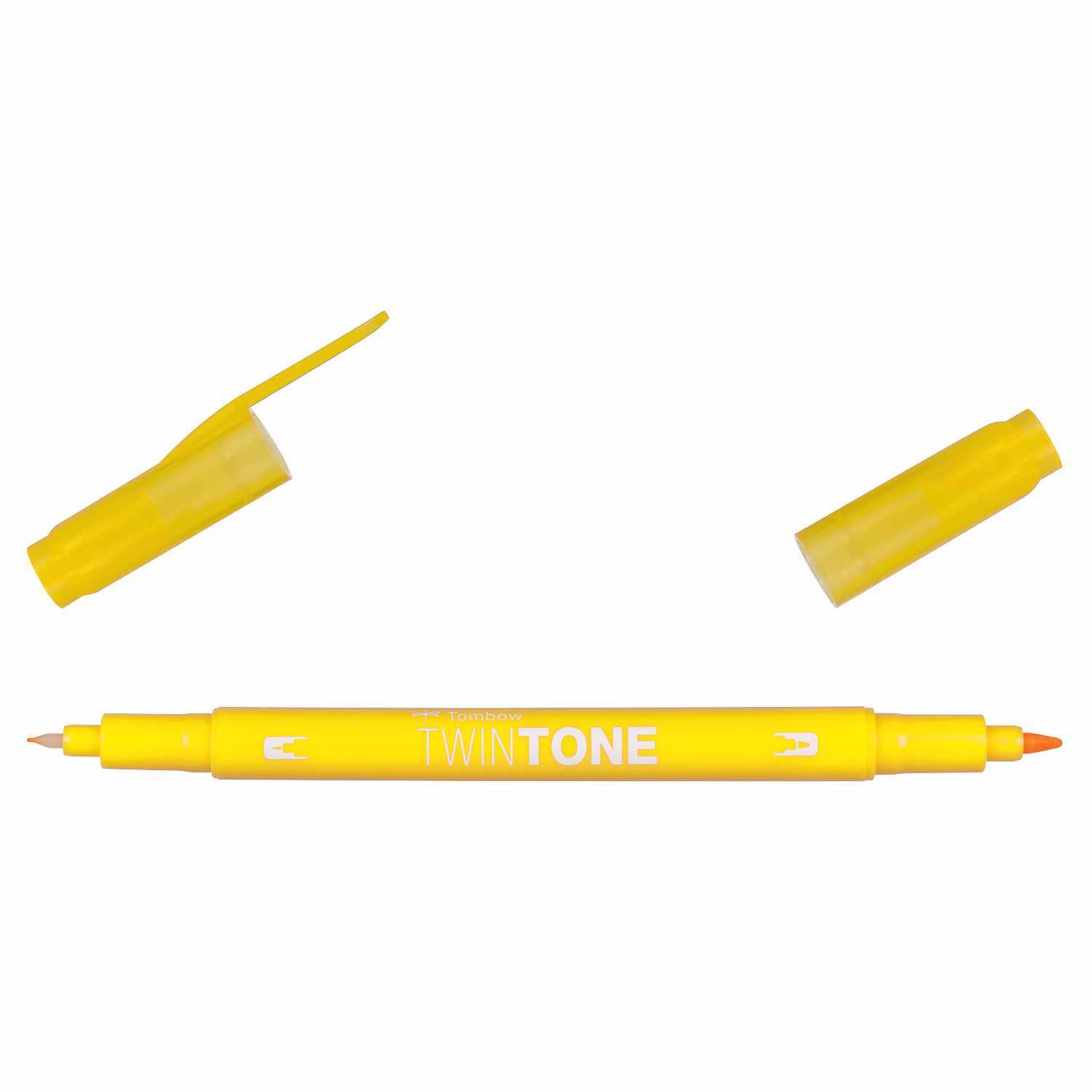 TwinTone Fasermaler von Tombow in Gelb, mit zwei Spitzen und abnehmbaren Kappen, ideal für kreative Projekte.