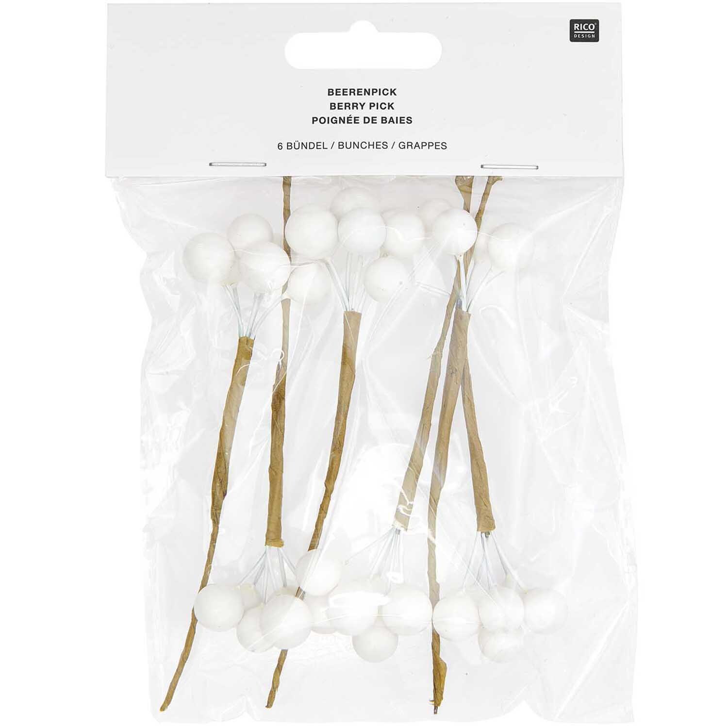 Beerenpick 16,5x8,5cm 6 Stück Farbe Weiß von Rico Design