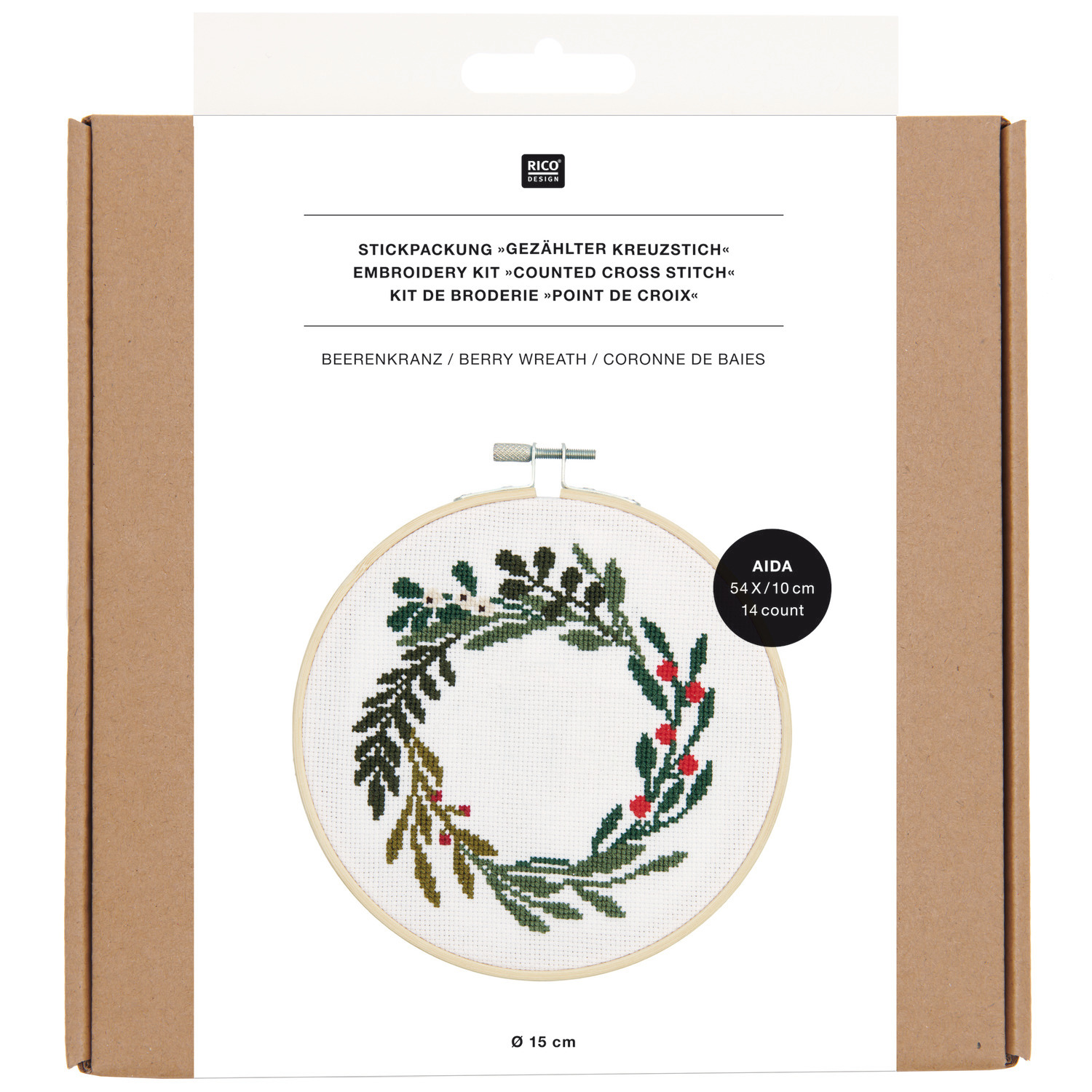 Stickpackung Beerenkranz Bild Ø 15cm von Rico Design