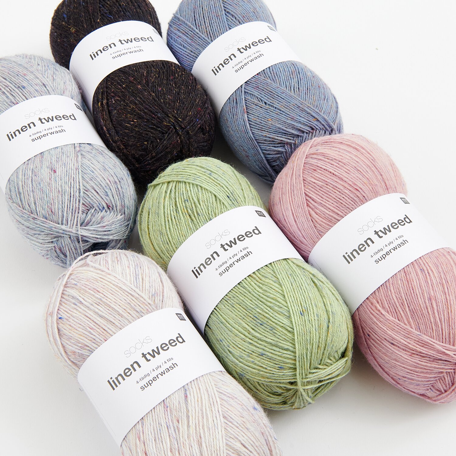 Socks Linen Tweed 4-fädig 100g 420m Farbe Creme von Rico Design