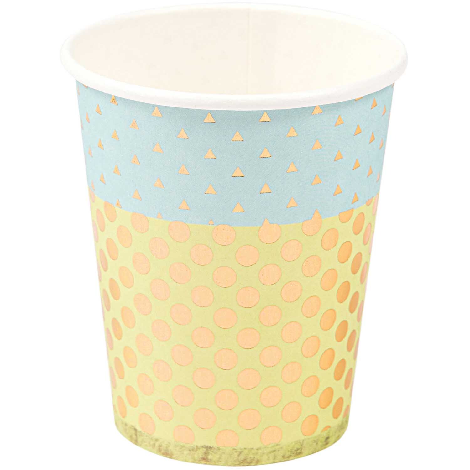 Pappbecher Konfetti blau 200ml, 12 Stück von Rico Design. Becher mit buntem Konfetti-Muster.