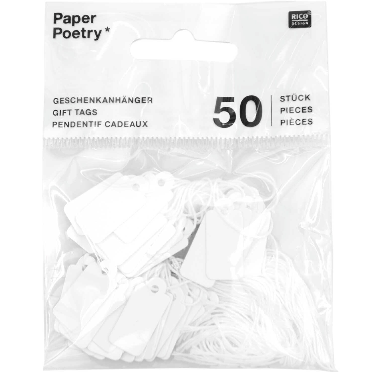 Paper Poetry Geschenkanhänger weiß Größe 10x22m von Rico Design