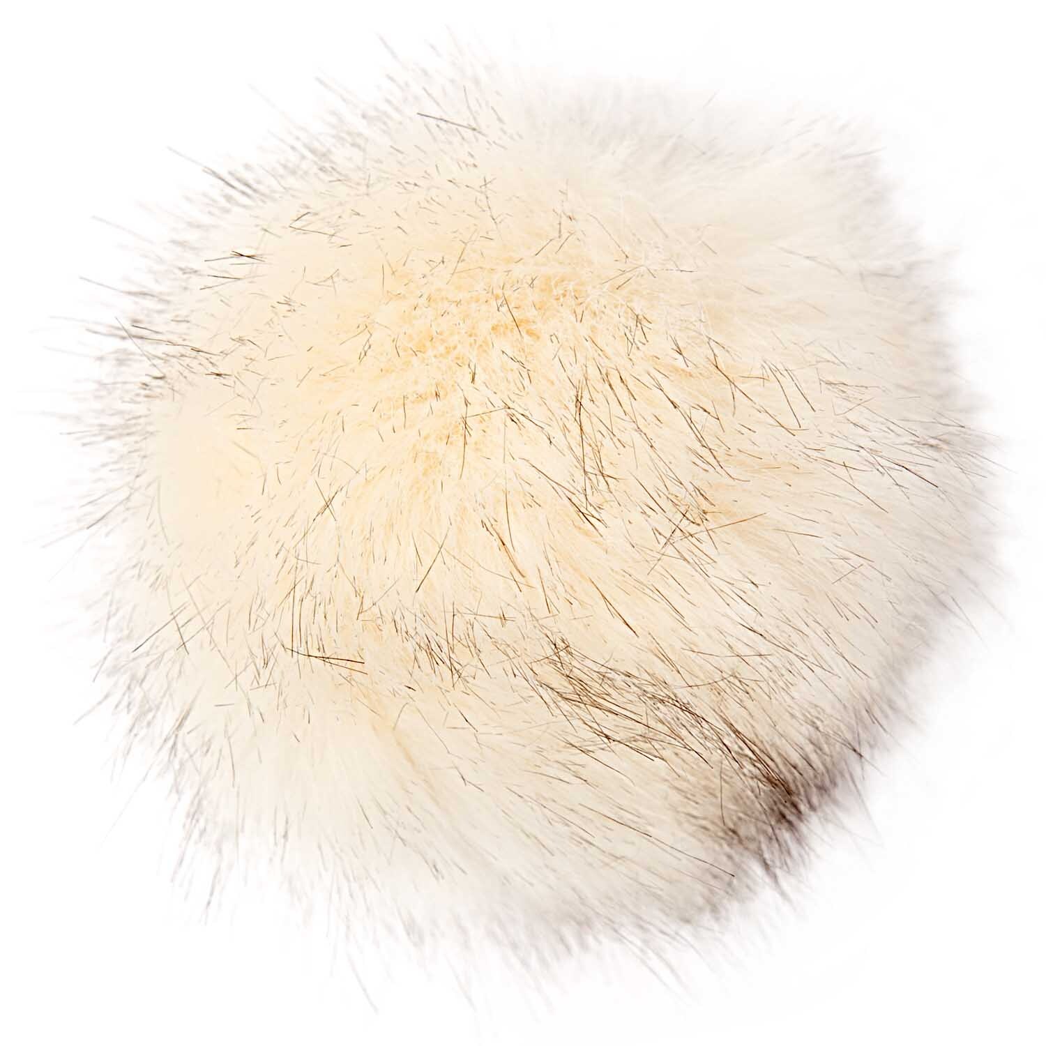 Kunstfellbommel Premium creme-schwarz 10cm von Rico Design, flauschig und rund, ideal für Mützen.