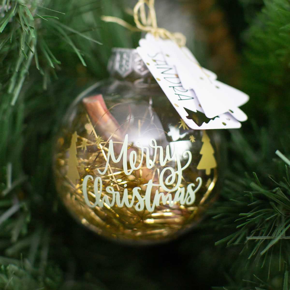 Weihnachtskugel Merry Christmas gold