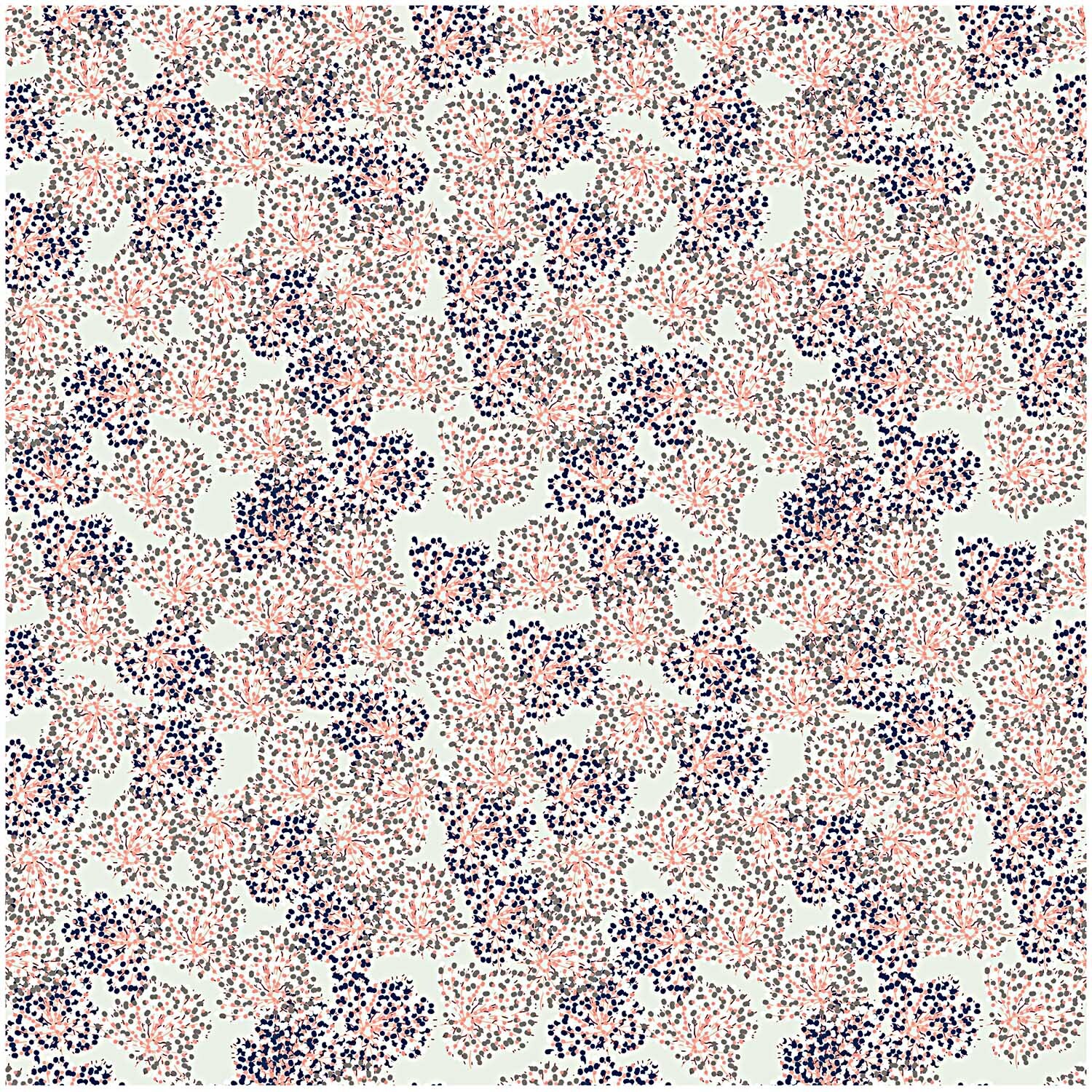 Stoff Allium mint 140cm mit floralem Muster in Rosa und Blau von Rico Design, ideal für kreative Nähprojekte.
