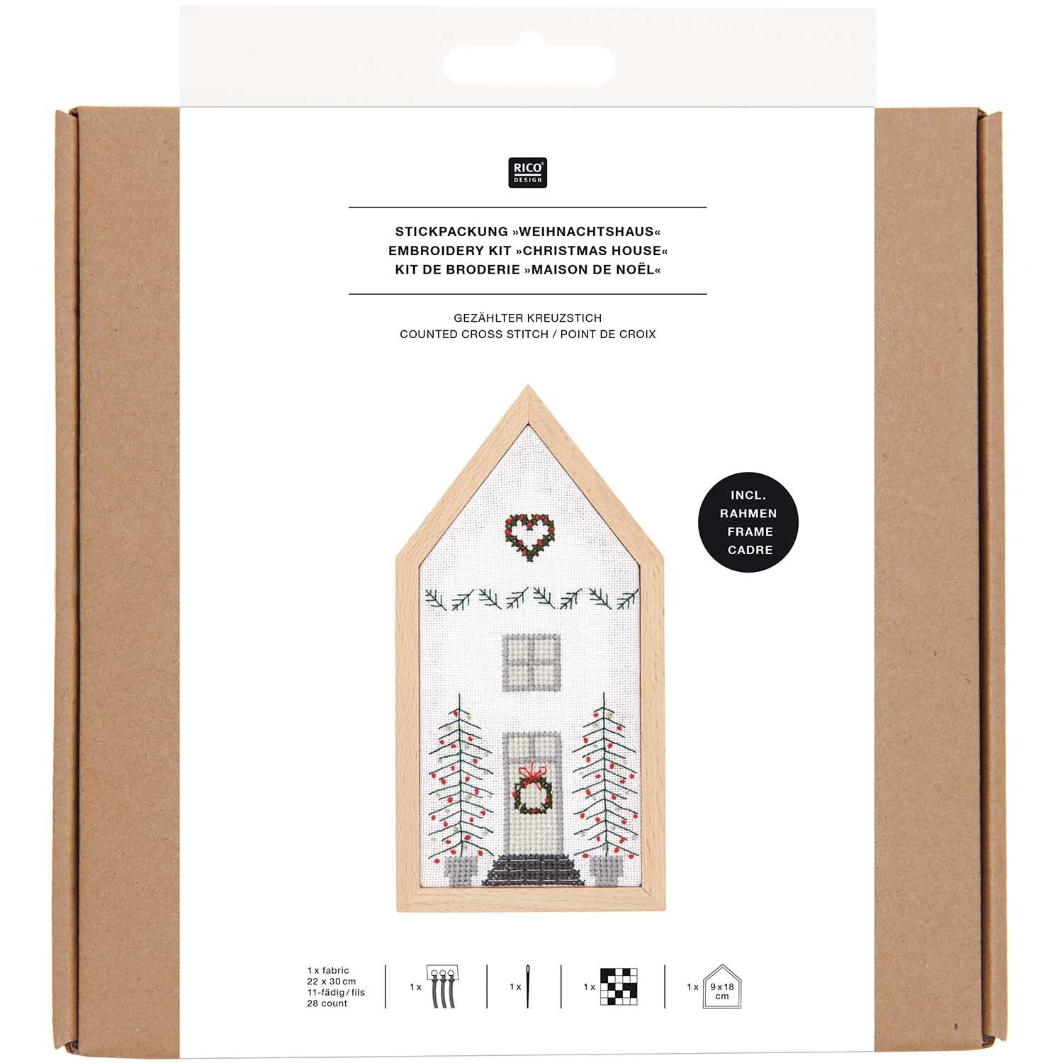 Stickpackung Haus klein 9x18cm von Rico Design