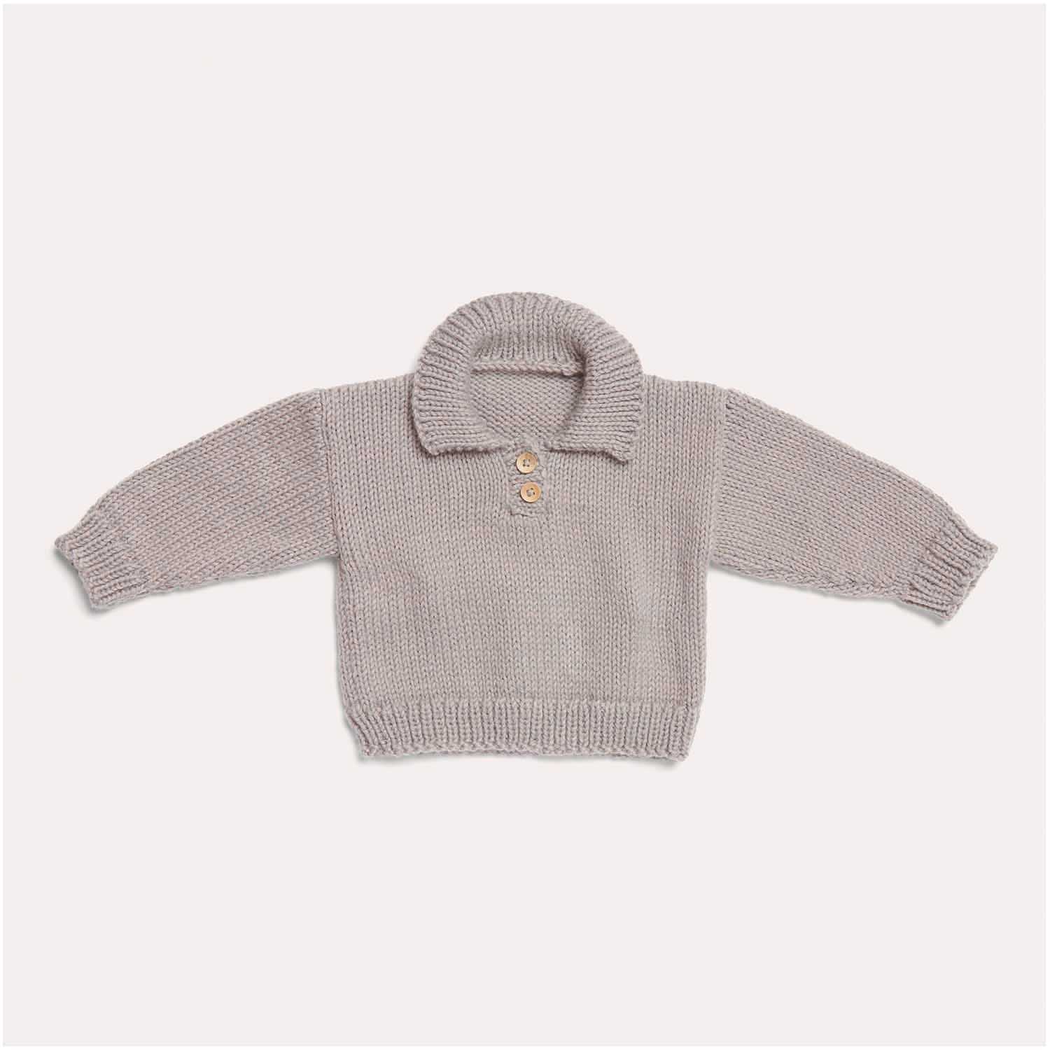 Gestrickter Babypullover Taupe: Modell 07 aus dem Heft Rico Baby 038