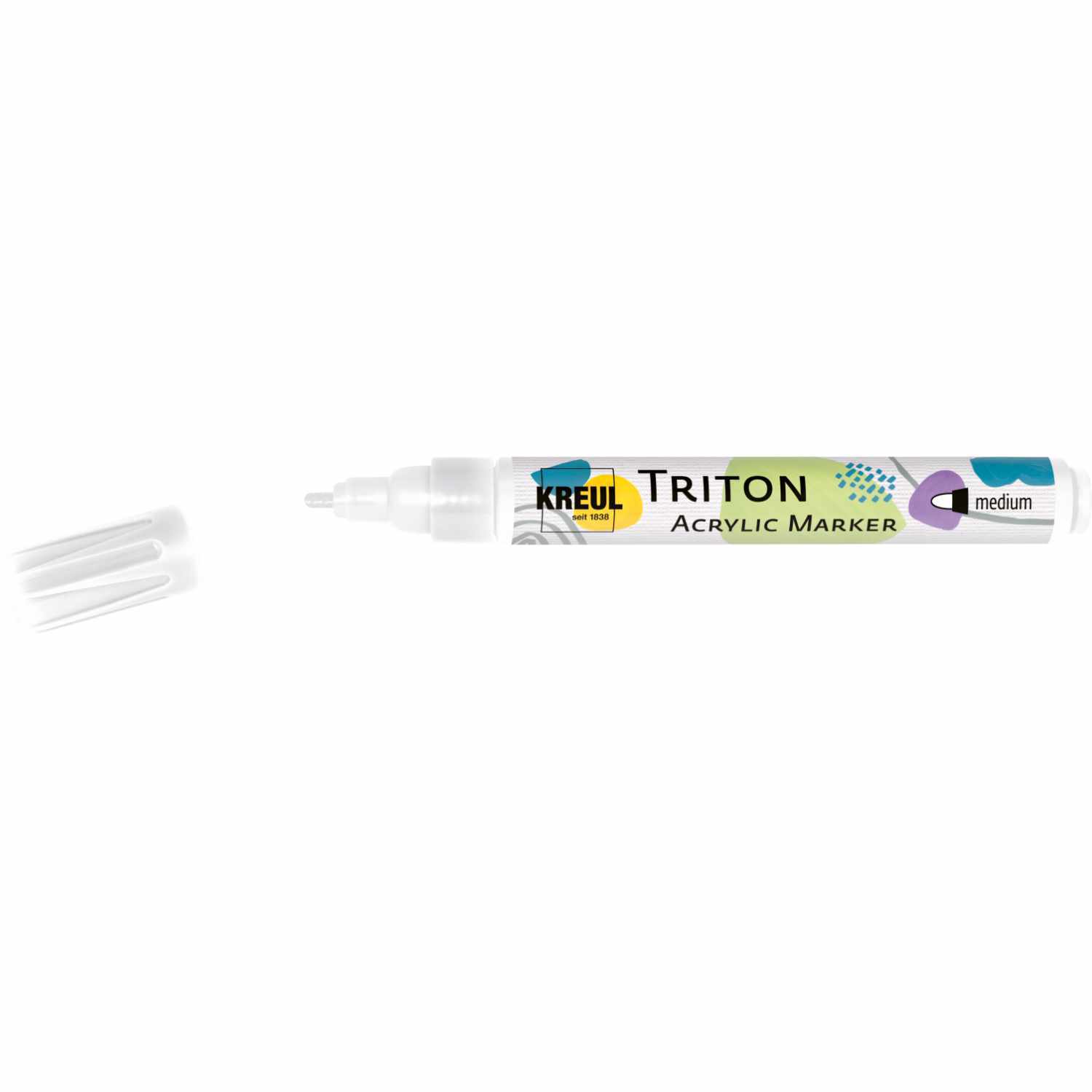 Triton Acrylic Marker medium 1-3mm, abgebildet mit abgenommener Kappe, ideal für präzises Zeichnen.