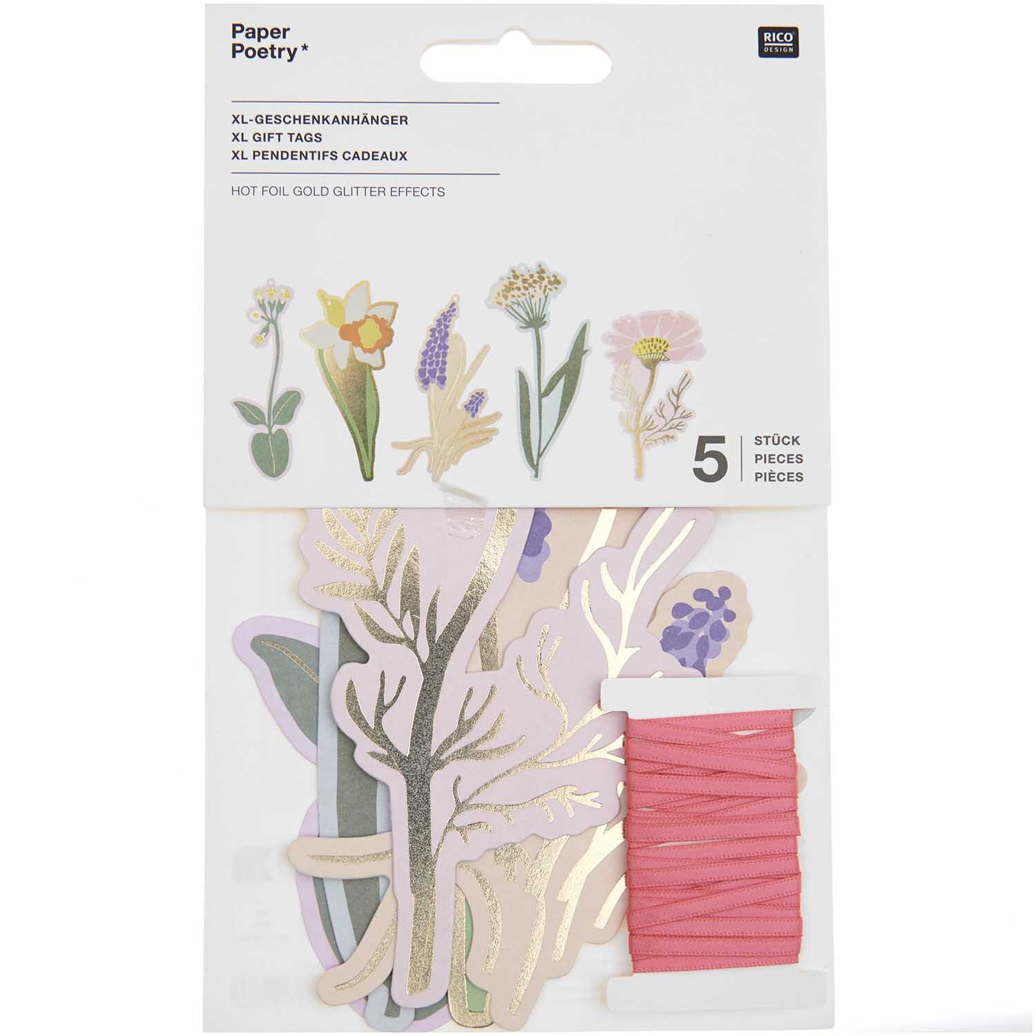 Paper Poetry Geschenkanhänger Futschikato Blumen XL 8 Stück von Rico Design