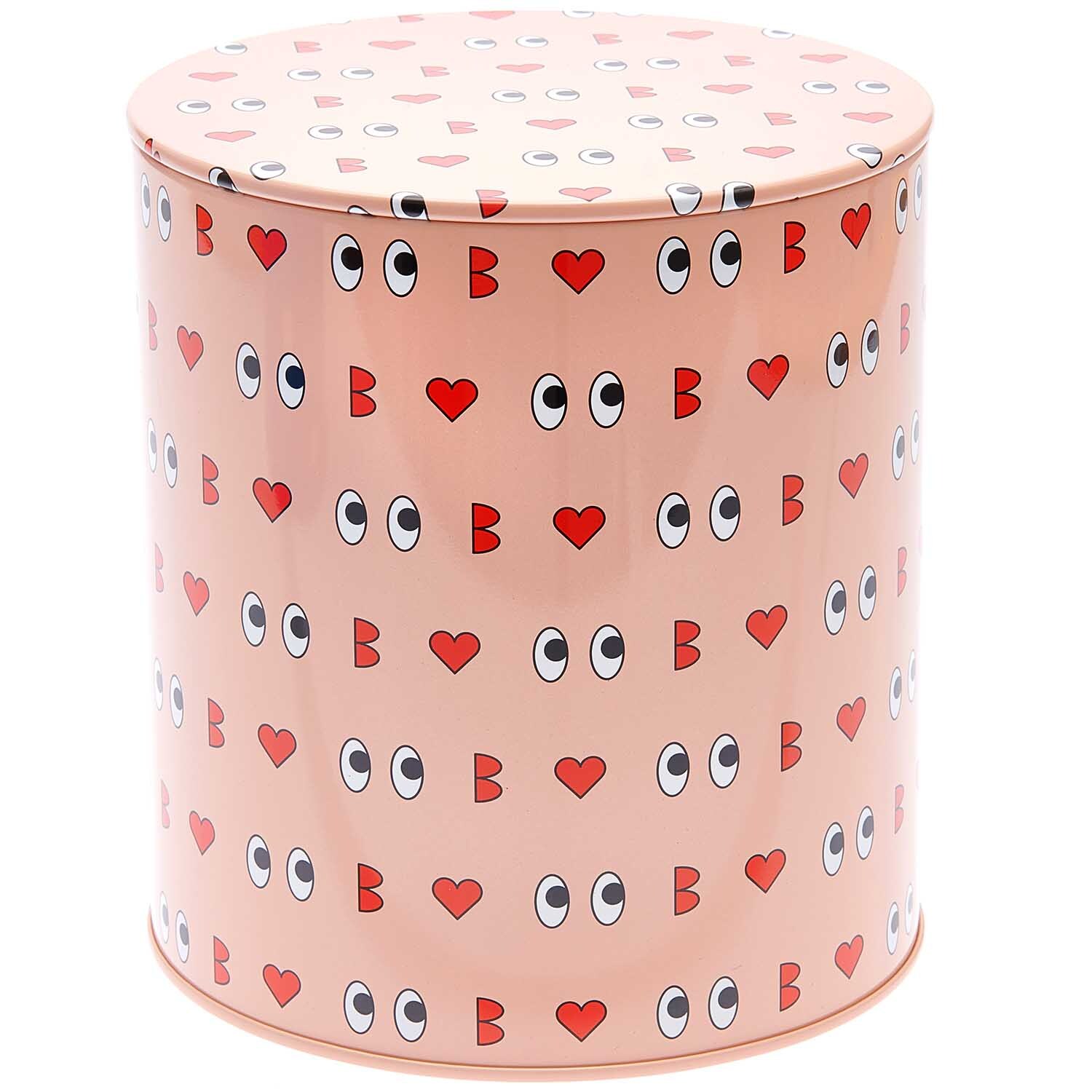 Rico Design x Redfries Keksdose Liebe in Rosa mit Herz- und Augenmuster, 13,5x15cm, dekorativ.