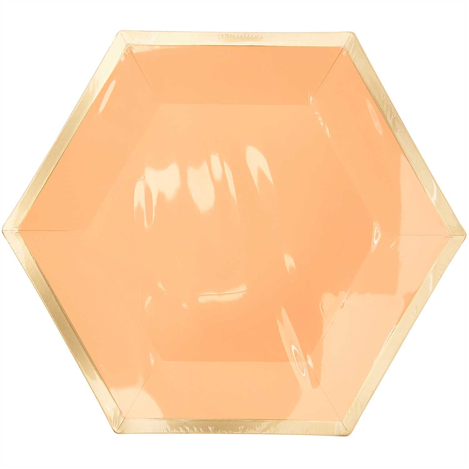 Pappteller Sechseck apricot-gold 27x23,5cm 10 Stück von Rico Design