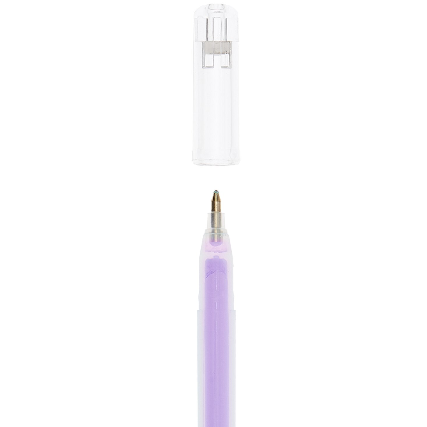 Gelstift Pastell 0,8mm von Rico Design in Lila, mit abnehmbarer Kappe und feiner Spitze. Ideal für präzises Schreiben und kreative Projekte.