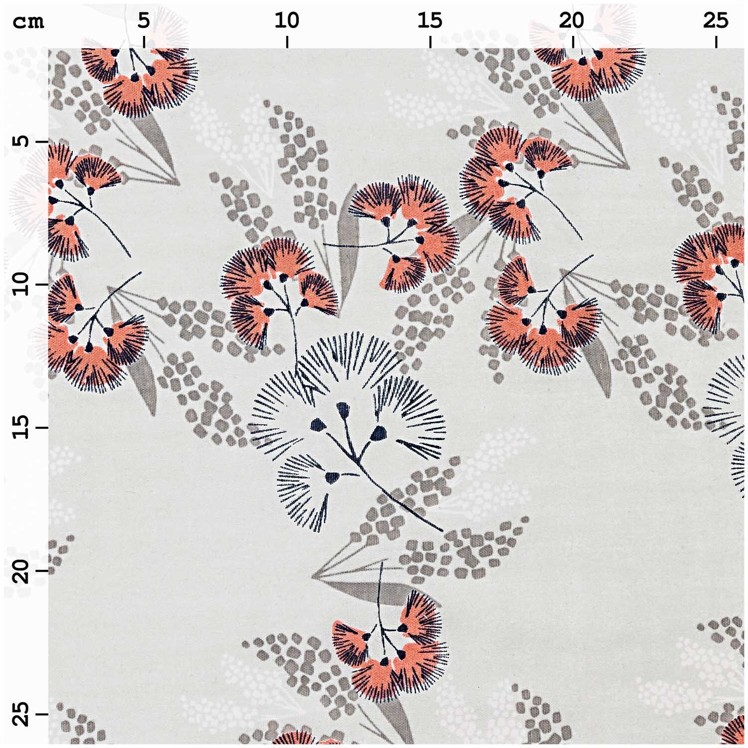 Musselin-Druckstoff Jardin Japonais Blumen Grau 140cm von Rico Design