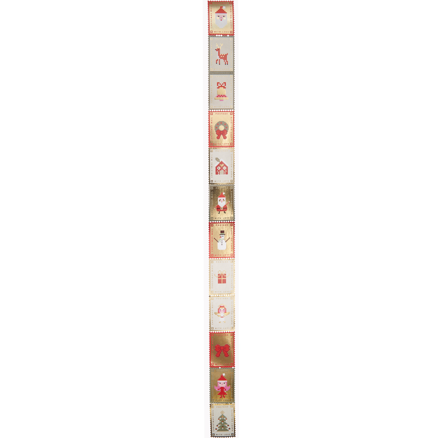 Paper Poetry Mini-Sticker Weihnachtspost, 120 Stück, Ø 2,5cm, festliche Motive in Rot und Gold.