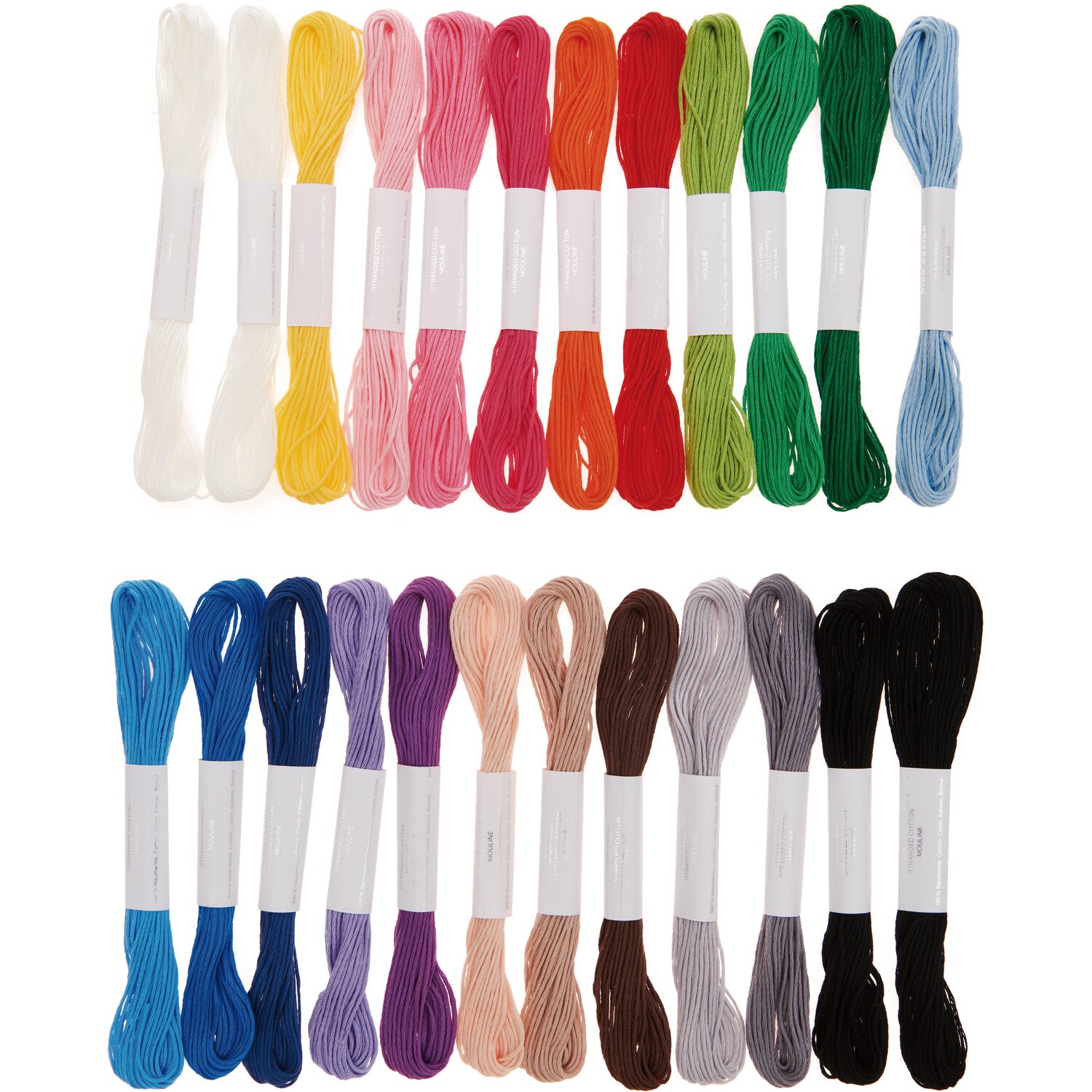 Stickgarn Set Multicolour Classic, 24-teilig, von Rico Design mit vielen bunten Garnsträhnen in zwei Reihen, ideal zum Sticken und kreativen Handarbeiten