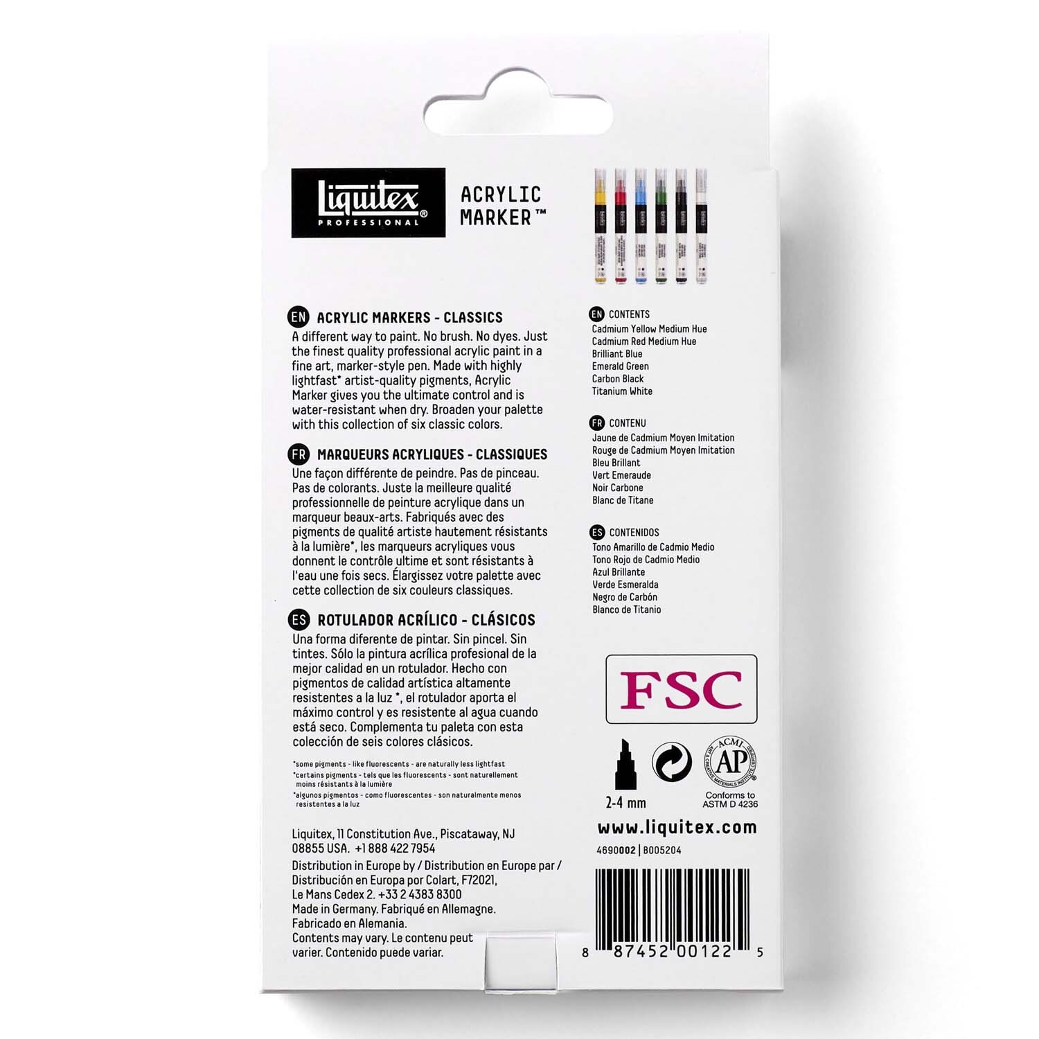 Paint Acryl Marker Set fein 6 Stück von COLART EUROPE 