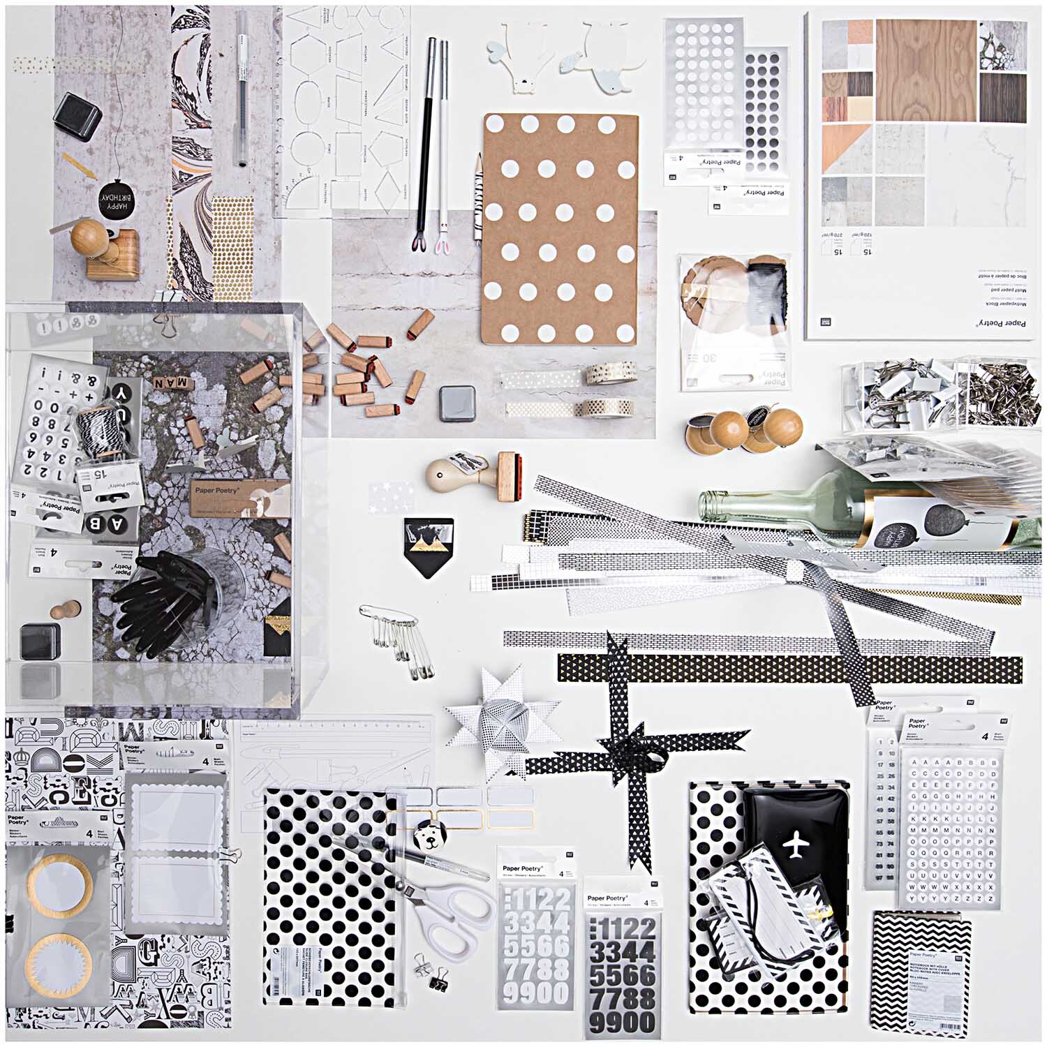Paper Poetry Office Sticker Zahlen schwarz 4 Bogen von Rico Design