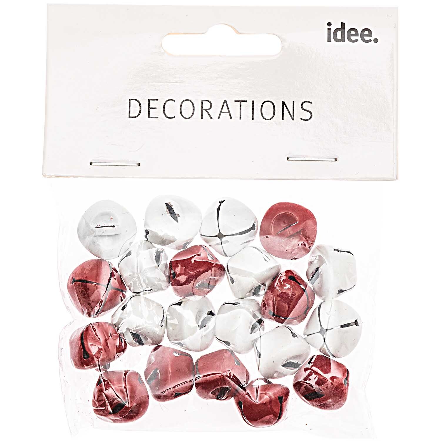 Schellen 1,5cm 20 Stück Farbe Rot/Weiß von idee. Creativmarkt 