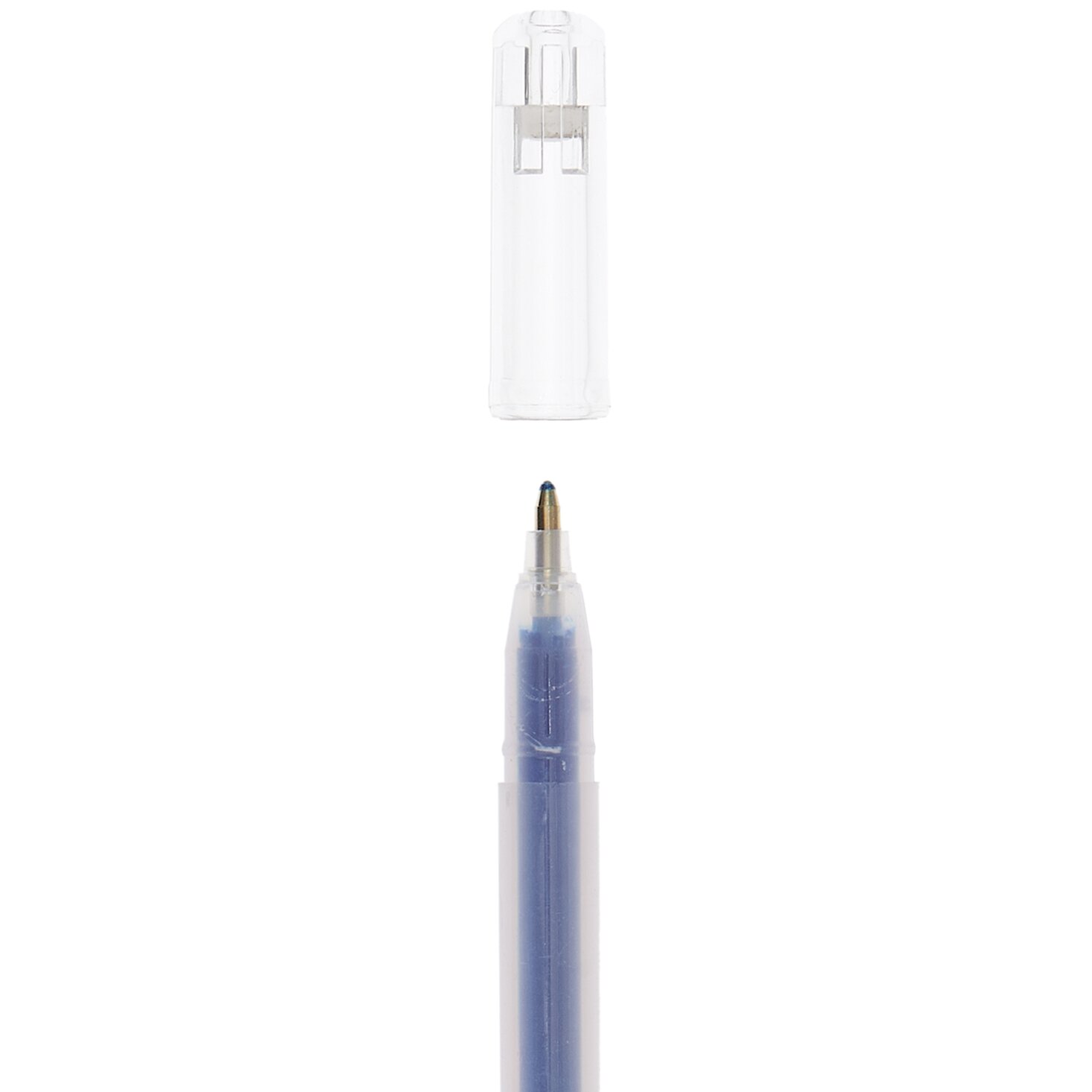 Gelstift Glitter 1mm von Rico Design in Blau, mit transparentem Gehäuse und abnehmbarer Kappe. Ideal für kreative Projekte.