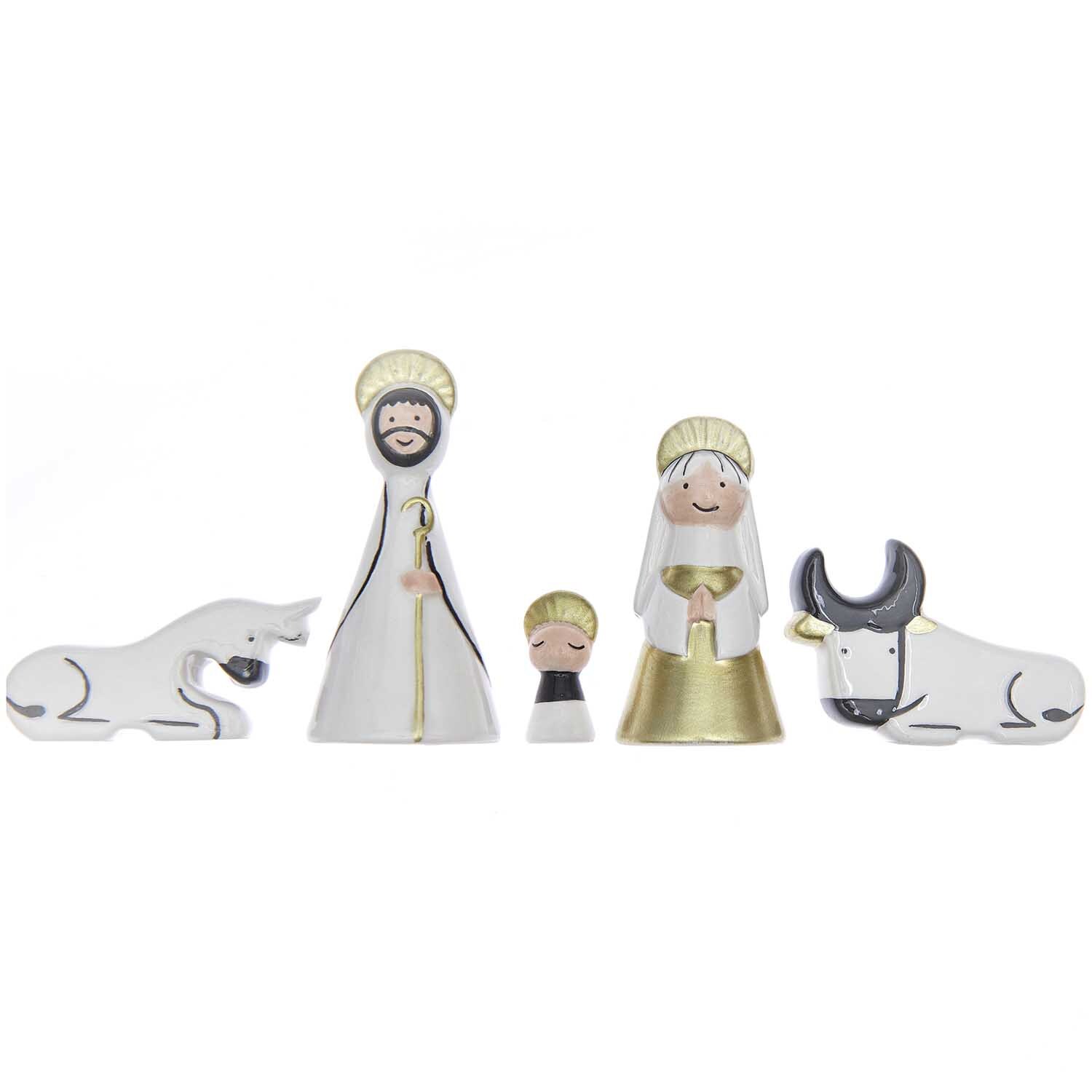 Krippen-Figuren Porzellan: Fünfteilige, handbemalte Porzellanfiguren von Rico Design, zeigen die Weihnachtsgeschichte.