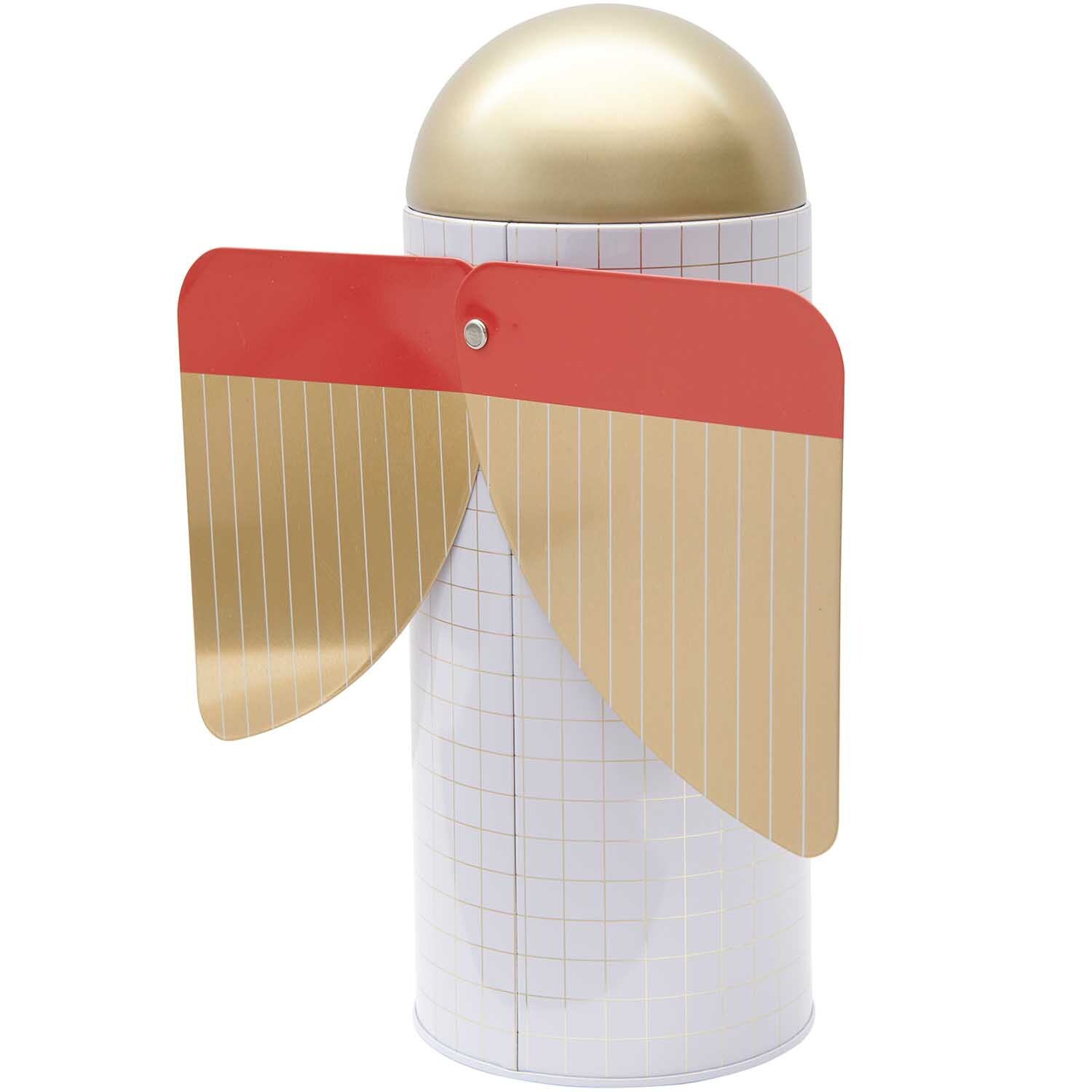 Keksdose Engel 25,5x10cm mit goldener Kuppel und roten Flügeln, von Rico Design, ideal für Kekse.