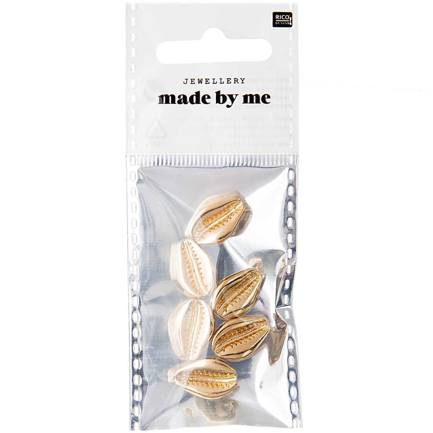 Muscheln mit Bohrung 6 Stück Farbe Gold von Rico Design