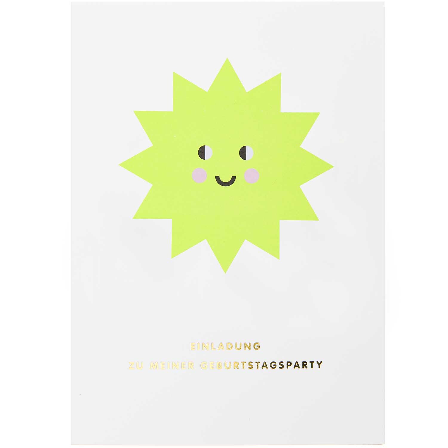 Paper Poetry Einladungskarten Happy Birthday: Fröhliches, grünes Sternmotiv auf weißem Hintergrund, 10-teiliges Set von Rico Design.