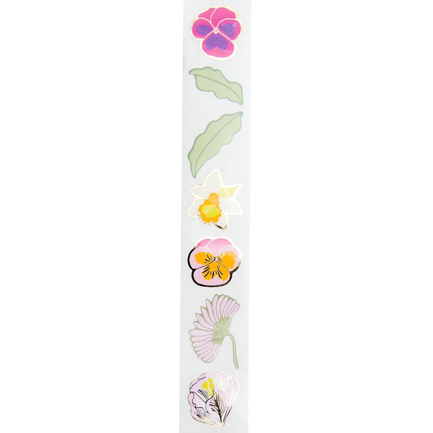 Paper Poetry Mini-Sticker Futschikato Stiefmütterchen auf der Rolle, bunte Blumenmotive, Ø2,5cm, 120 Stück, ideal für kreative Bastelprojekte.
